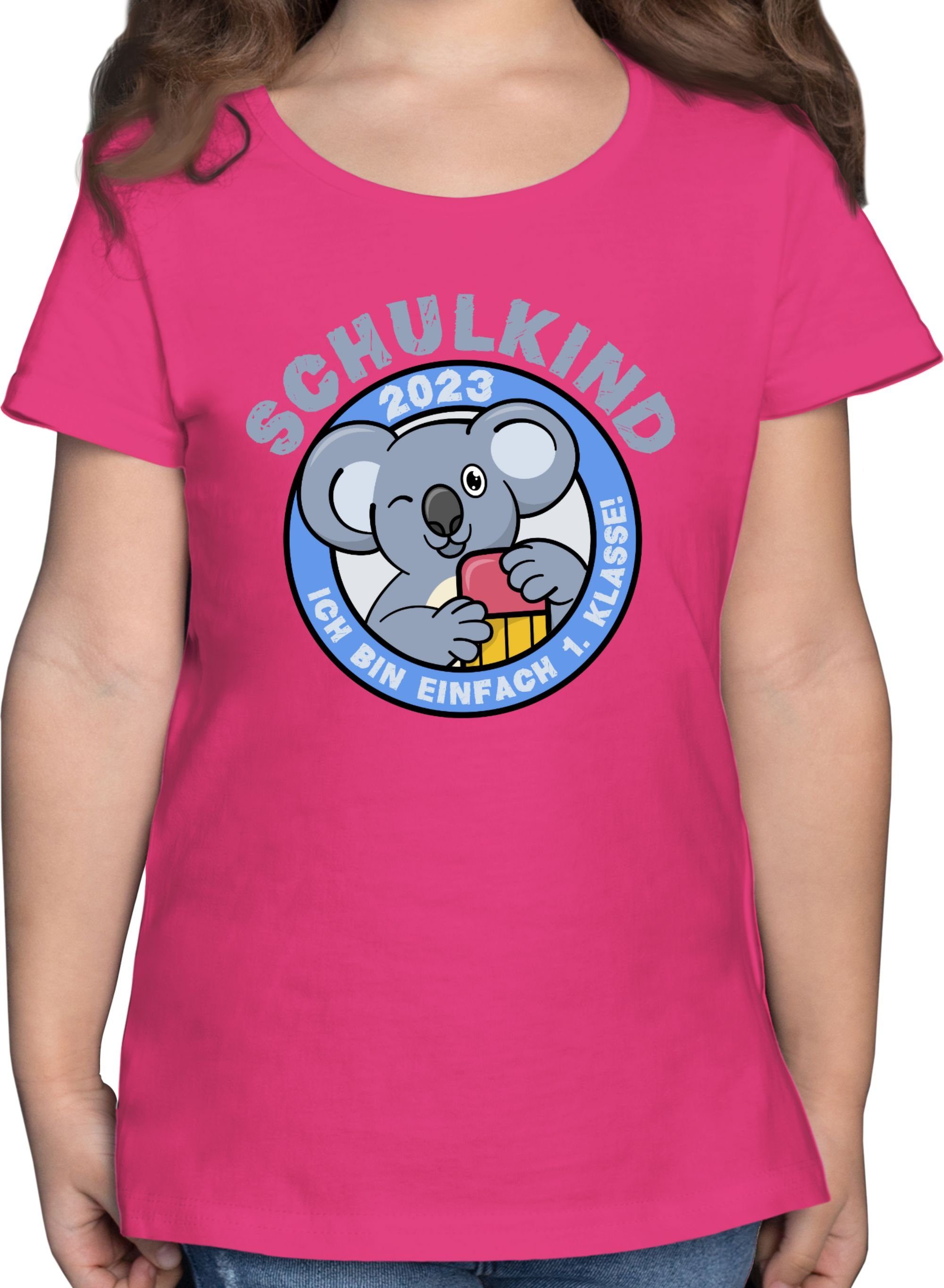 bin Schulkind 1. 2023 1 Klasse Einschulung Shirtracer Fuchsia T-Shirt Koala Ich Mädchen einfach