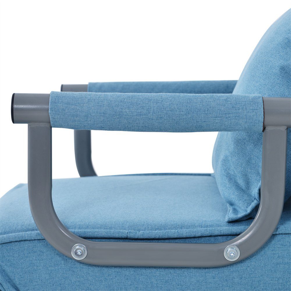 6 Schlafsofa-Schlafsessel, Fangqi Umwandelbarer Sessel mit Loungesessel (verstellbare Kissen Rückenlehne klappbarer Positionen) mit Blau