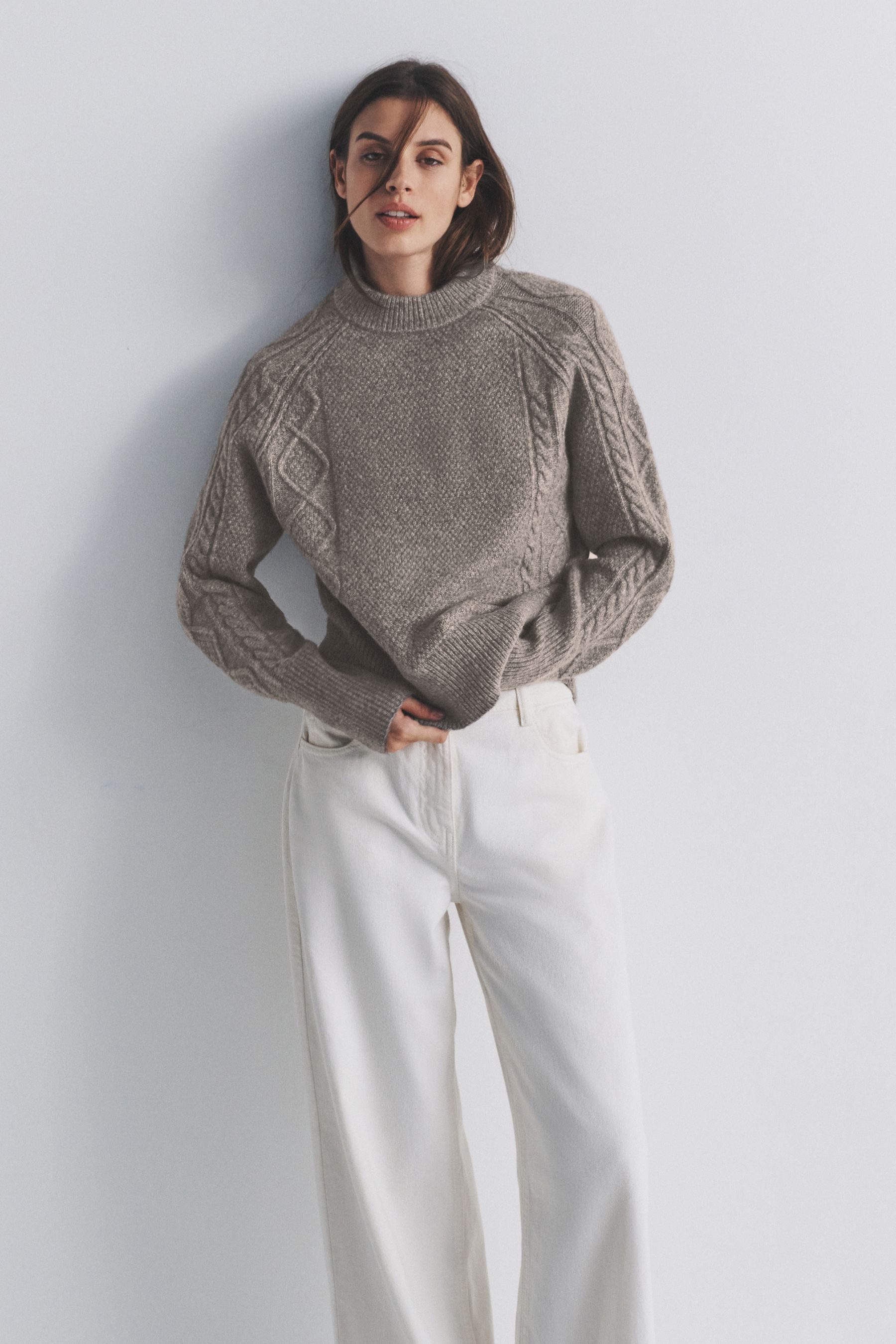 The Set Strickpullover The Set Zopfmusterpullover mit Wolle, 2er-Pack (2-tlg)