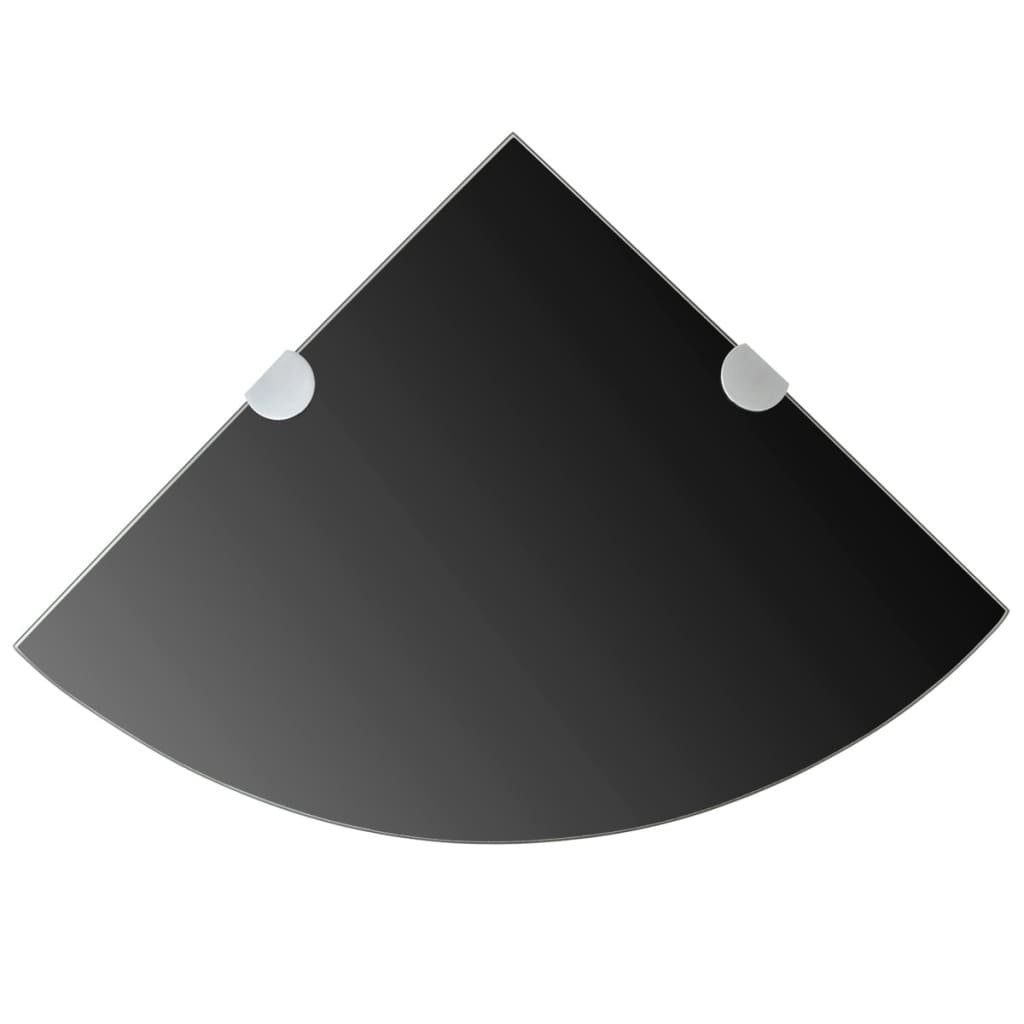 Schwarz x Glas furnicato 25 cm mit Eckregal Halterungen 25 Wandregal verchromten