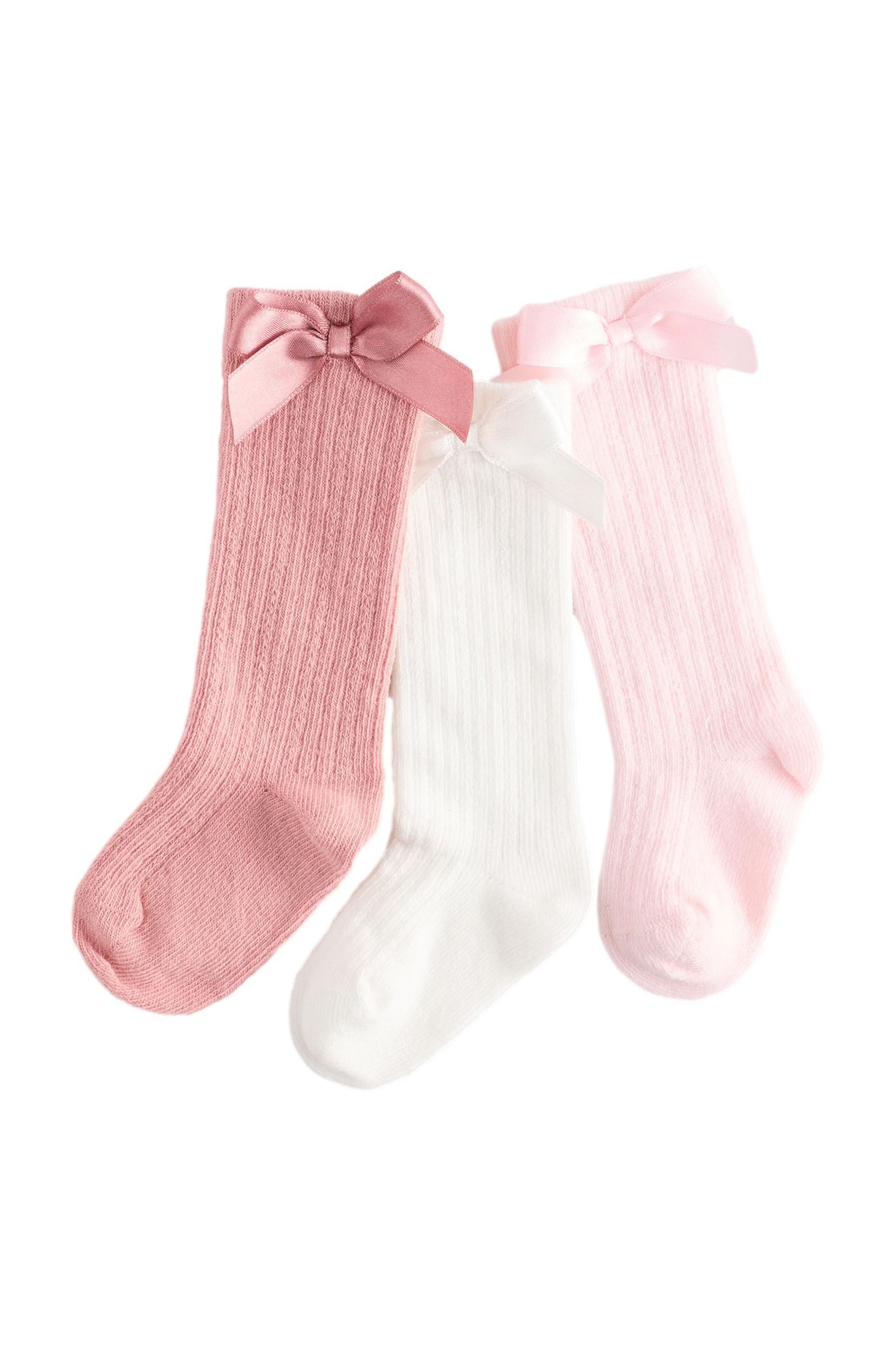 Basicsocken Baby-Kniestrümpfe mit Schleifendetail, 3er-Pack