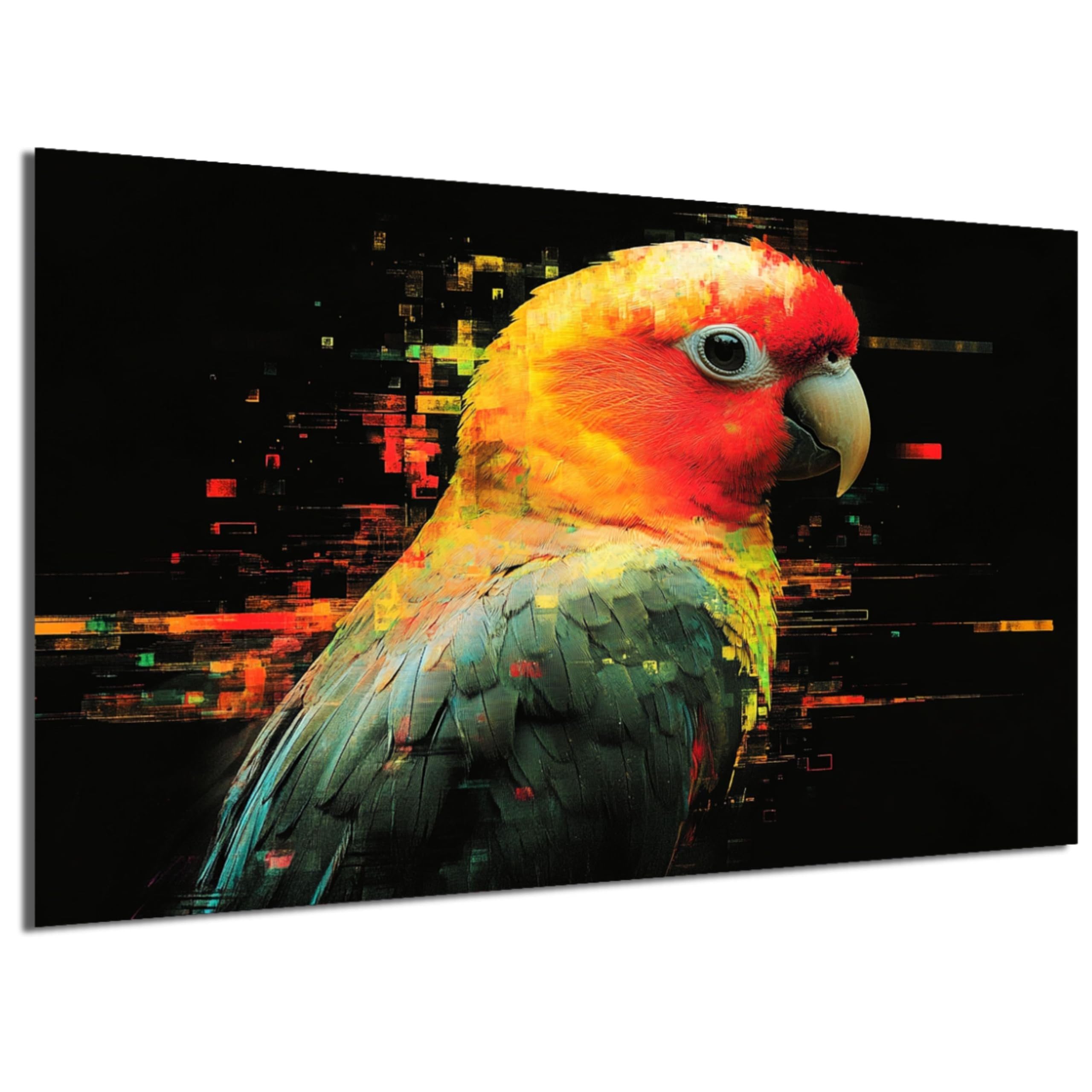 DARO Design Wandbild Tiere Pop Art Wandbilder Wand Deko Bilder Leinwandbild, (Papagei - Bild klein Wohnzimmer Schlafzimmer Büro Flur Esszimmer Einteilig Querformat Fotodruck Pop-Art Tiere), 20x30 cm