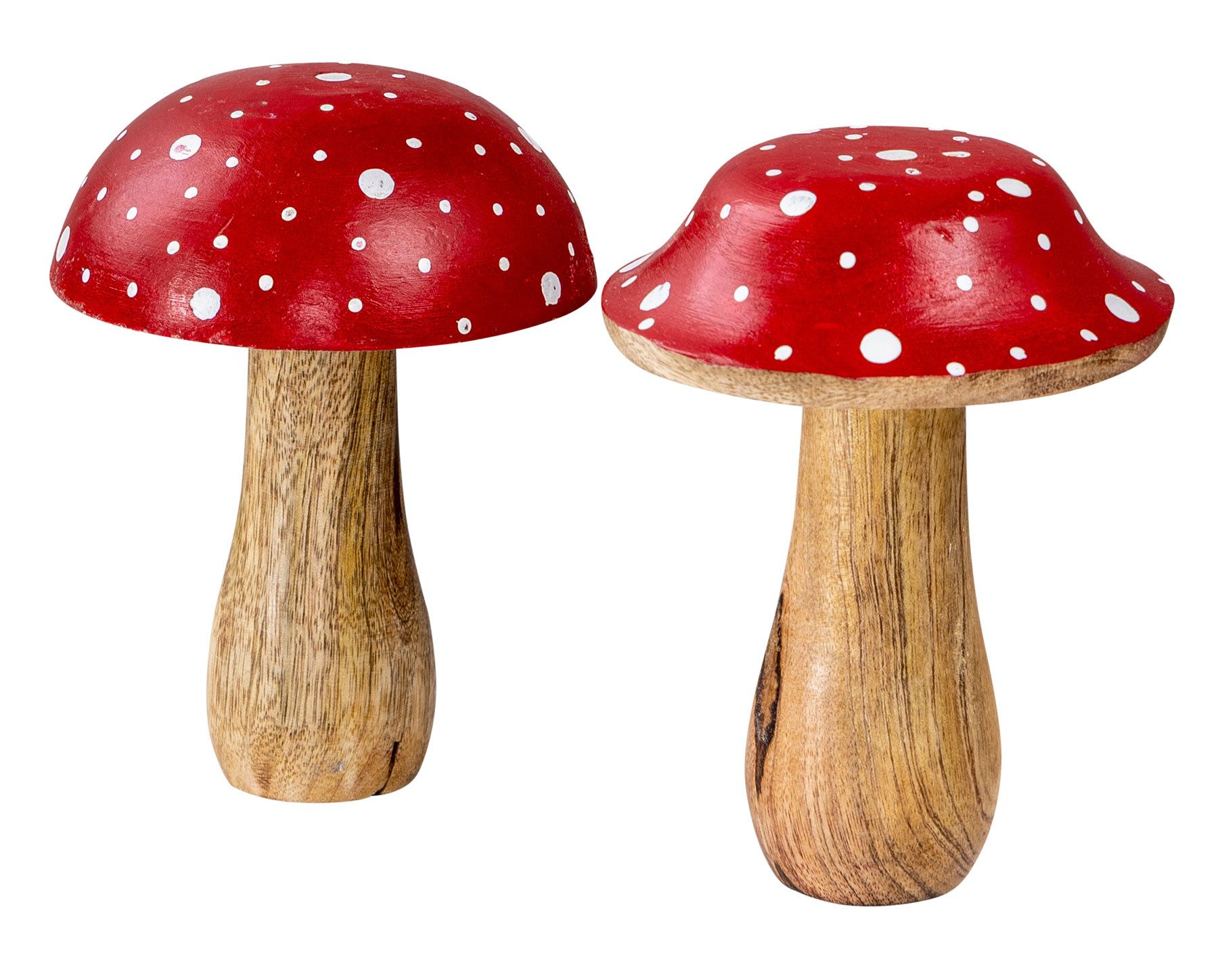 Levandeo® Dekoobjekt, 2er Set Deko Fliegenpilz Holzdeko Mango Braun Rot Tischdeko Herbst