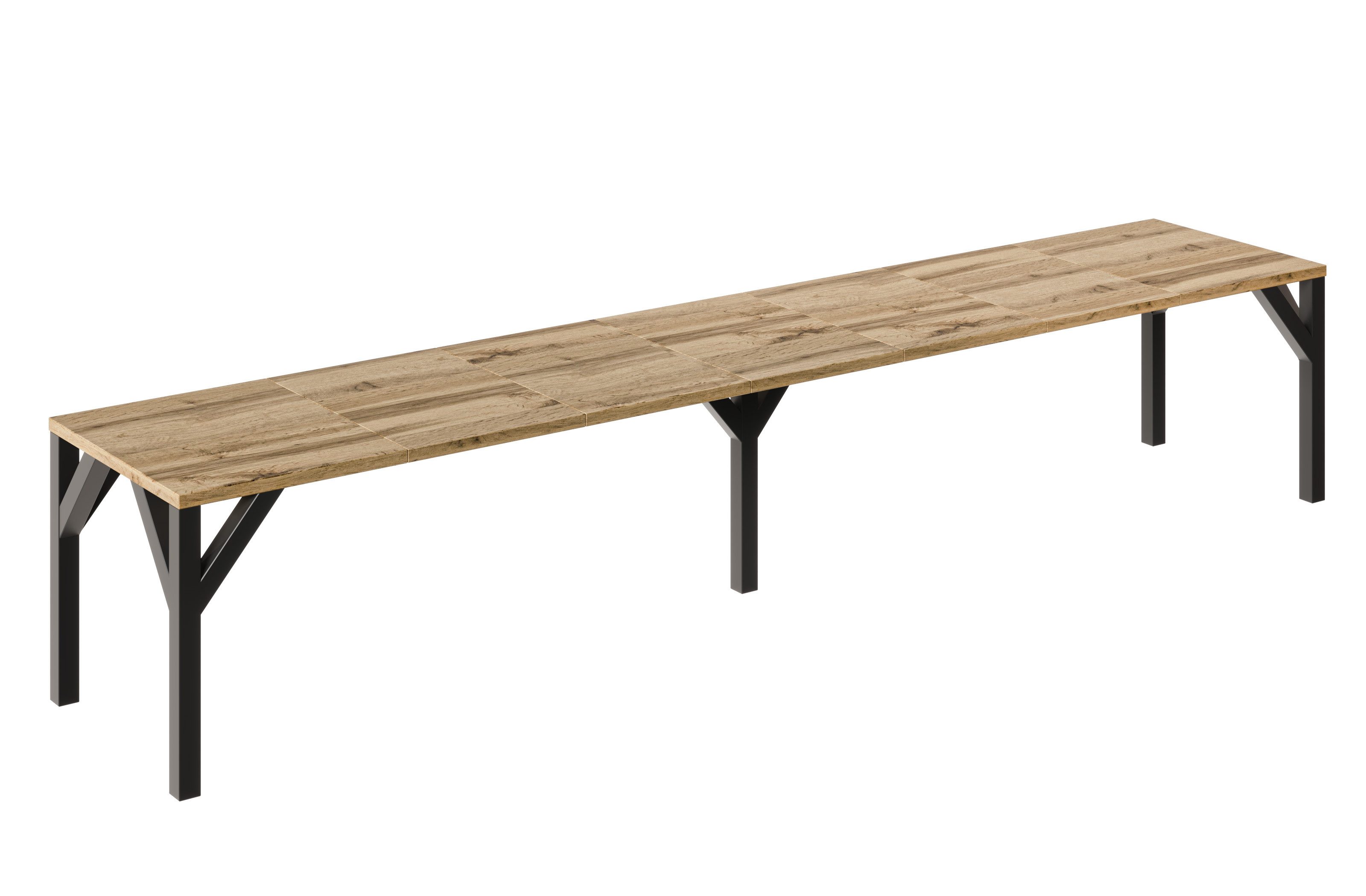 Endo-Moebel Essgruppe XXL "Dunaj" 130-405cm ausziehbar, Tischgruppe, für bis zu 12 Personen, (8-tlg., 1 ausziehbarer Esstisch, 8-12 Stühle), samt Drehstuhl, riesiger 4m langer erweiterbarer Esstisch