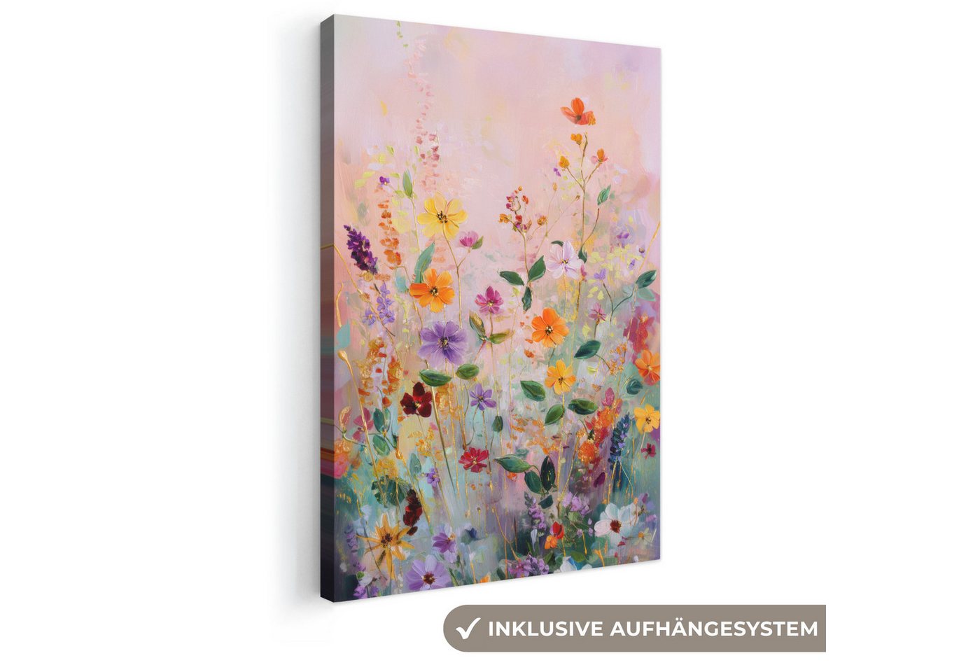 OneMillionCanvasses® Leinwandbild Kunstdrucke - Blumen - Abstrakt - Farbenfroh, Fotodruck (1 St), Leinwand Canvas Wandbild, Wanddekoration 20x30 cm