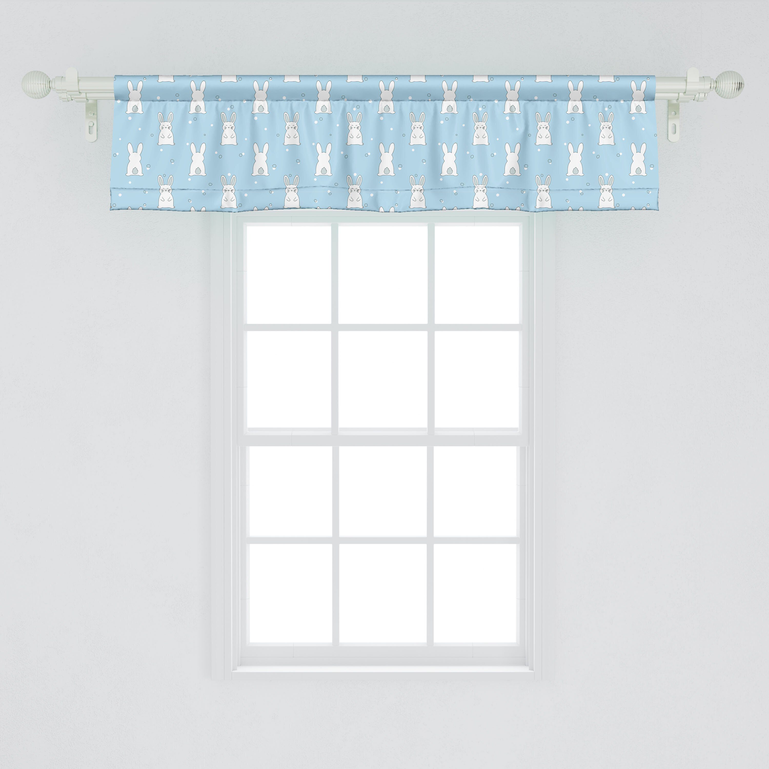 Scheibengardine Vorhang Volant für Küche Stangentasche, Häschen-Cartoon Abakuhaus, Dekor mit Schlafzimmer Osterhase Microfaser