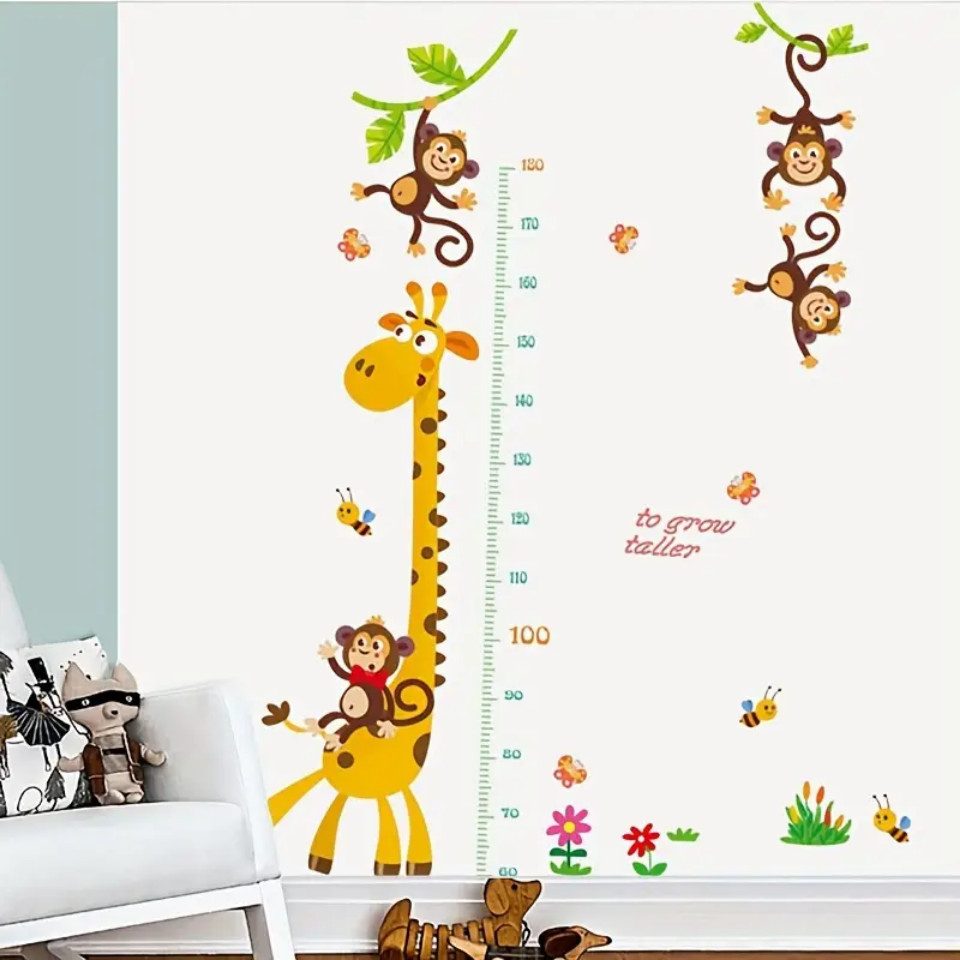 Montegoni Wandsticker Abnehmbarer Giraffen & Affen Cartoon Höhenmesser Wand günstig online kaufen