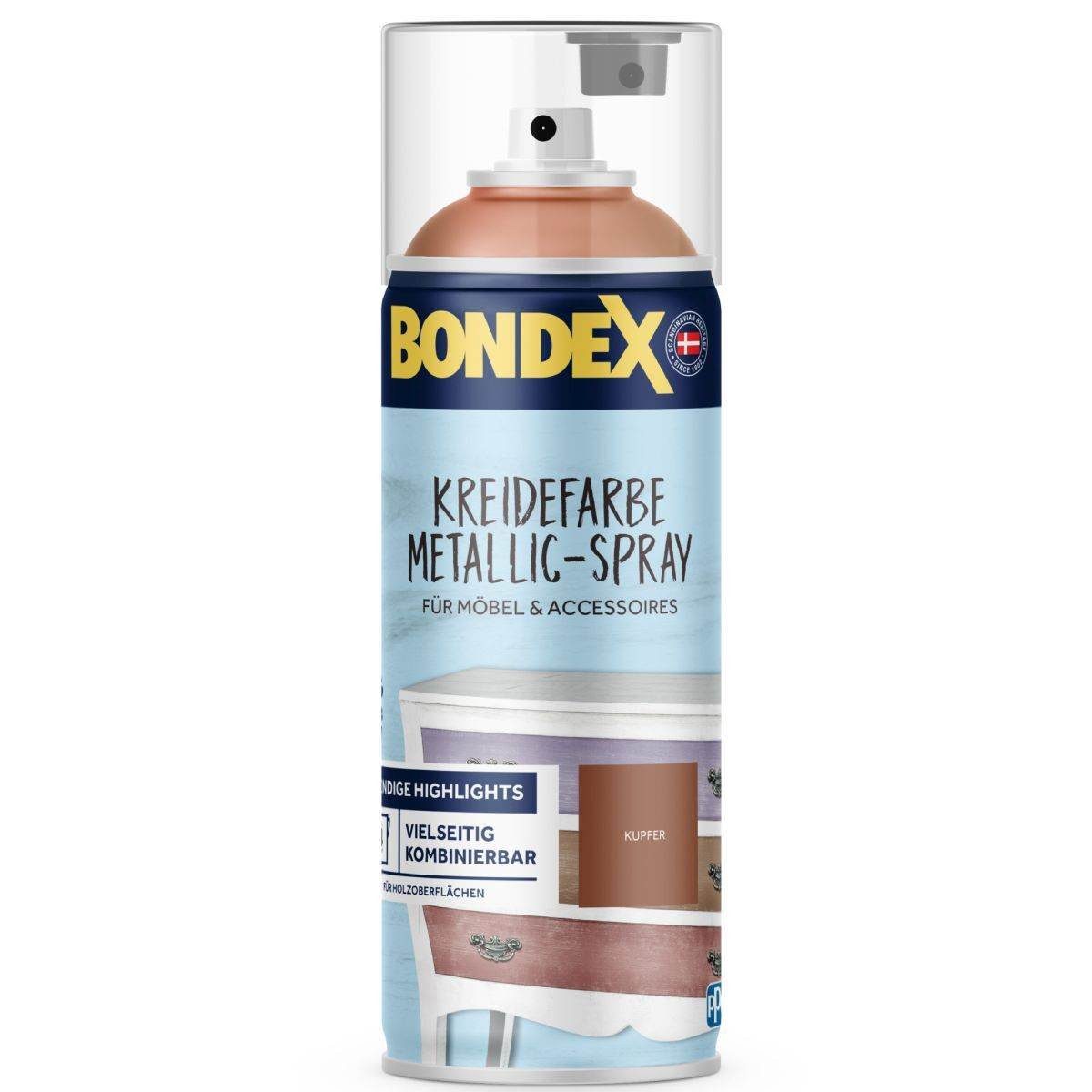 Bondex Kreidespray Bondex Kreidefarbe Metallic-Spray Kupfer 0,4l, Innen, Möbelstücke