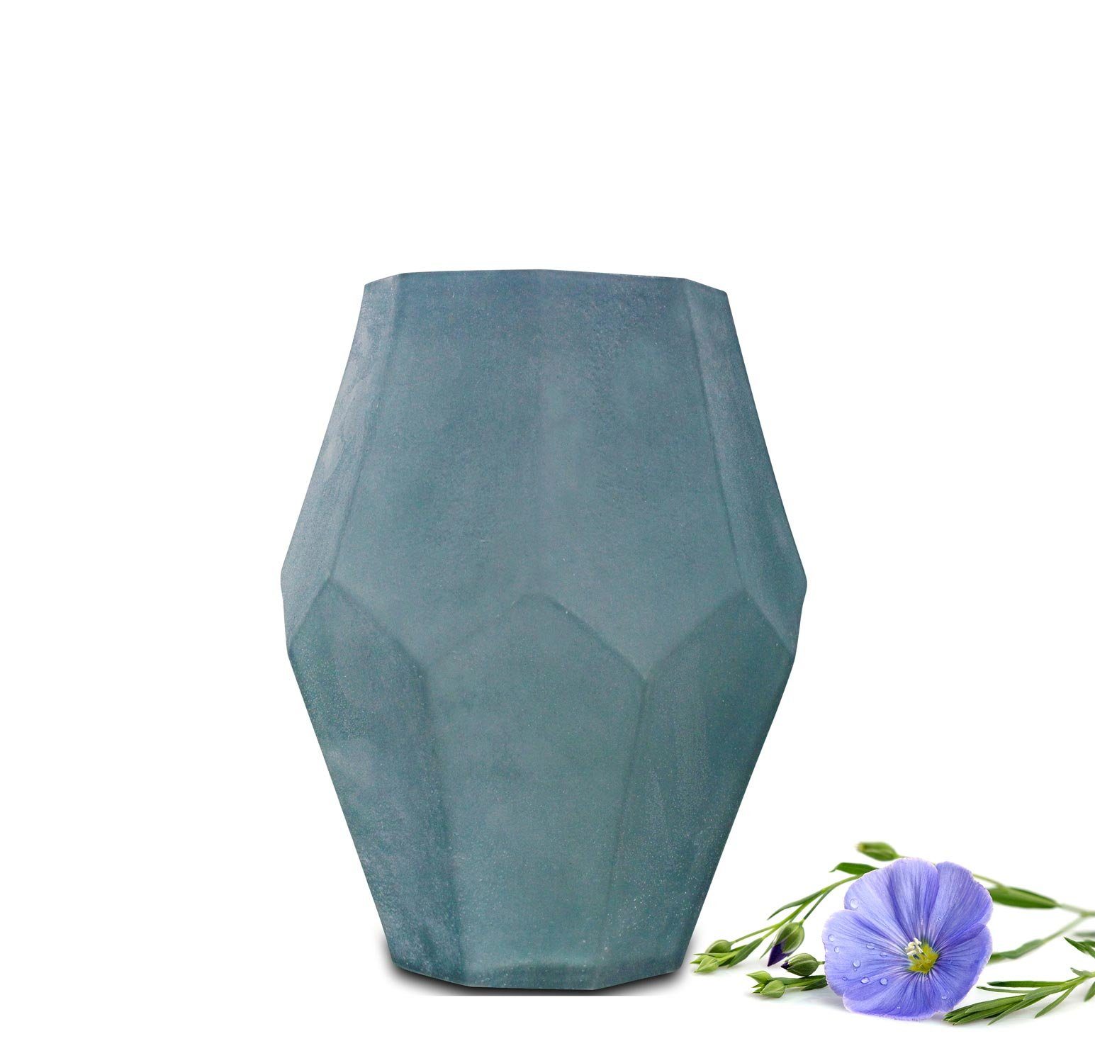Sendez Dekovase Blumenvase Vase Tischvase Glasvase Dekovase Blumentopf Deko Blau