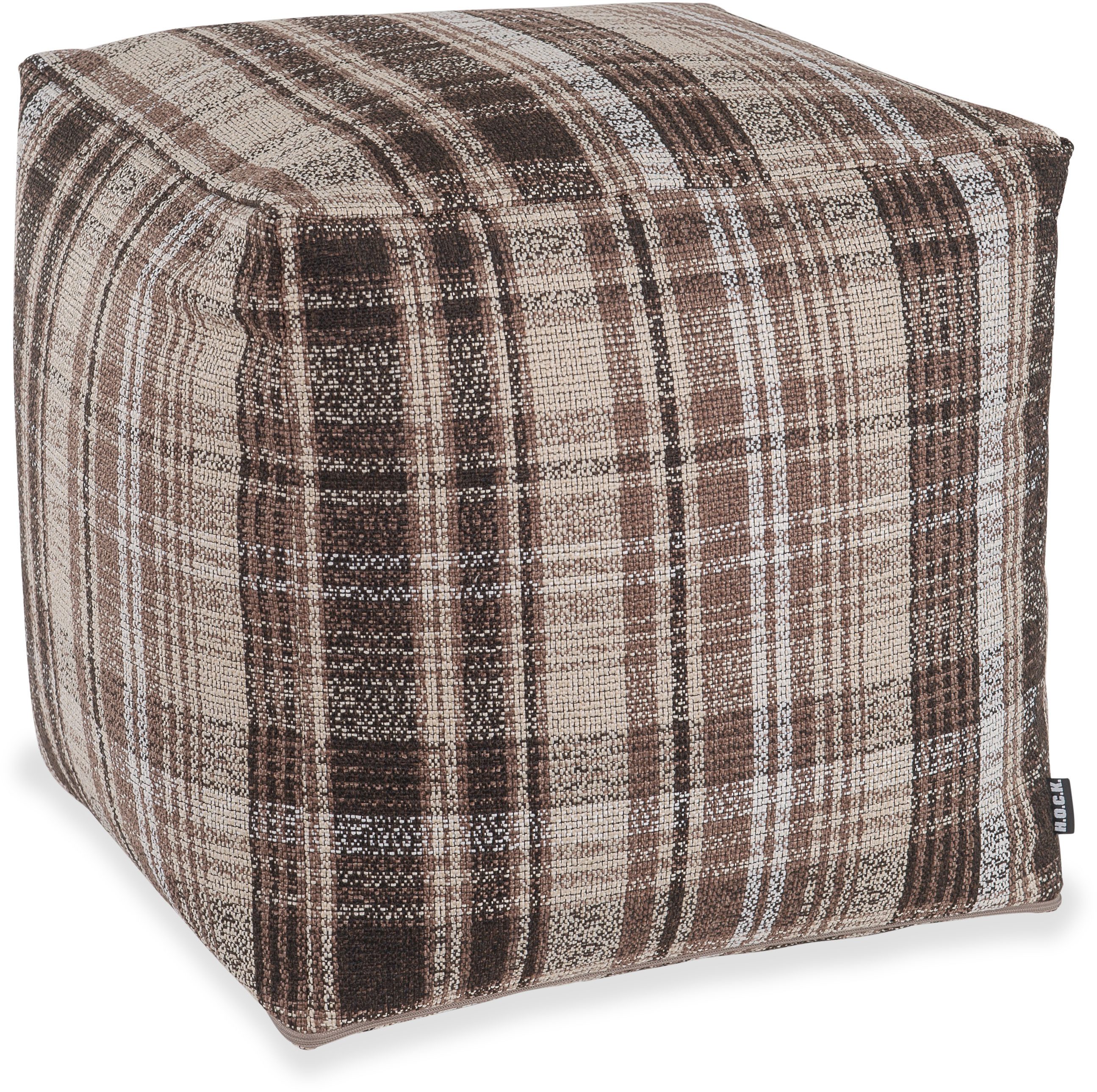 H.O.C.K. Sitzwürfel H.O.C.K. Ardesia Bean Cube kariert Pouf 40x40x40cm braun col. 800, Hocker: Bequem, vielseitig, Wohnzimmer & Schlafzimmer