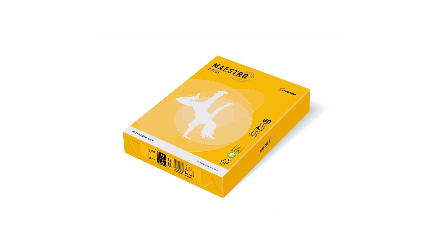 500 Blatt - Maestro Drucker- Color 80g/m² Kopierpapier Maestro Mondi SY40 sonnengelb und DIN-A3