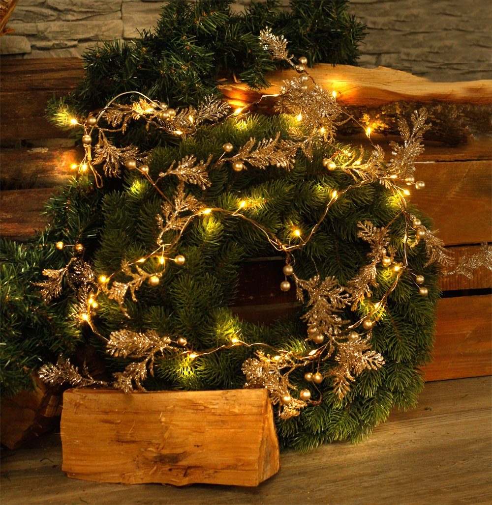 LED-Girlande Weihnachtsgirlande Silber mit Glitzer Effekt