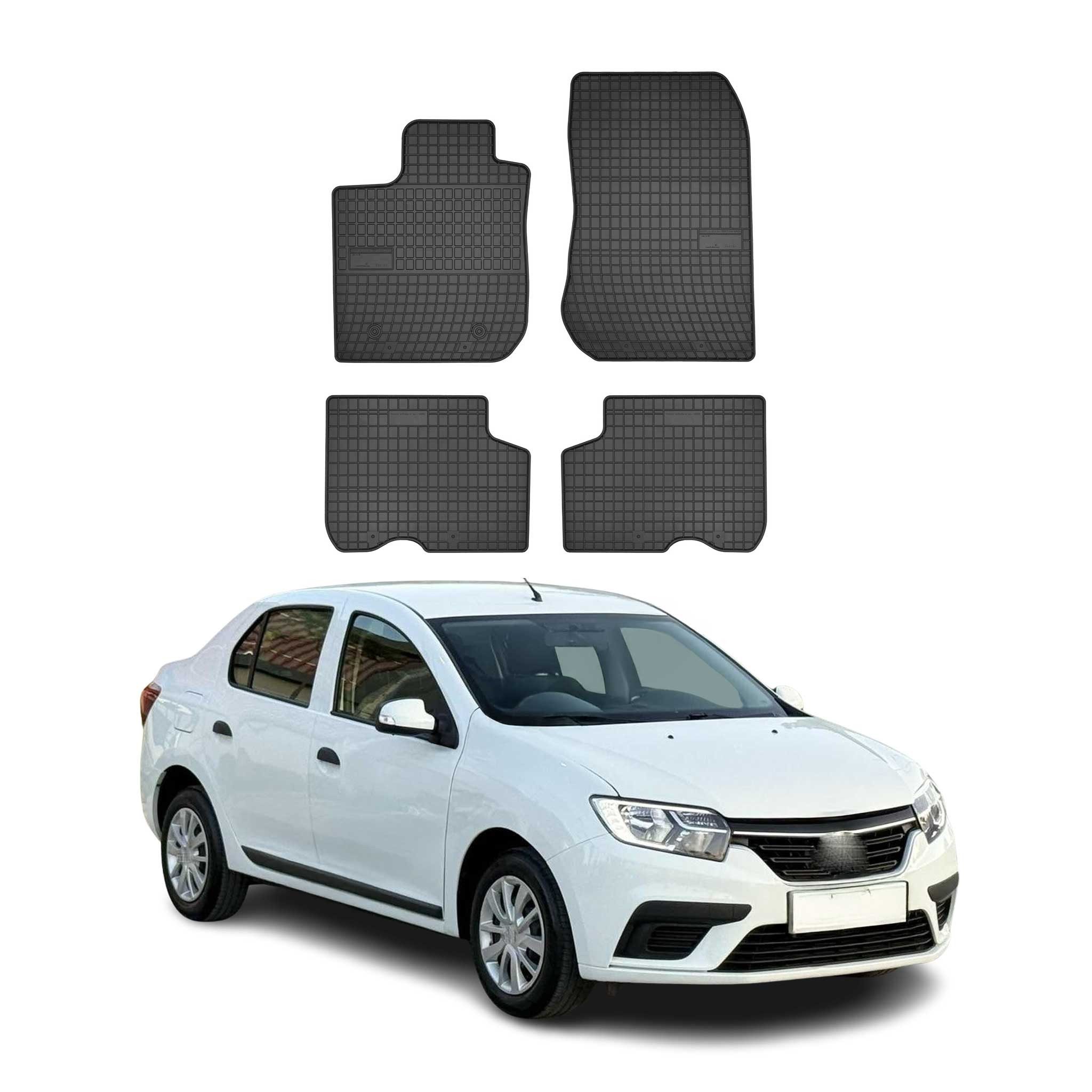 Auto-Fußmatten für Dacia Logan 2012-2024 Gummimatten Schwarz 4 tlg