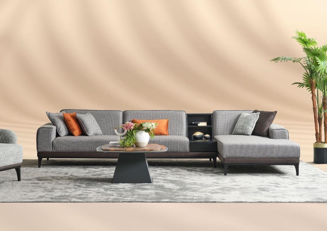 JVmoebel Ecksofa Wohnlandschaft Made Sofa Teile, in Große Europa Grau Modern, L 2 Ecksofa Couch Form