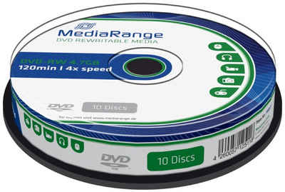 Mediarange DVD-Rohling 10 Mediarange Rohlinge DVD-RW 4,7GB 4x Spindel