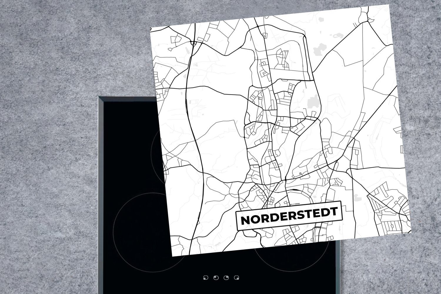 cm, Herdblende-/Abdeckplatte Karte Stadtplan, - küche Ceranfeldabdeckung, 78x78 Arbeitsplatte MuchoWow Karte Vinyl, Norderstedt - (1 - tlg), für
