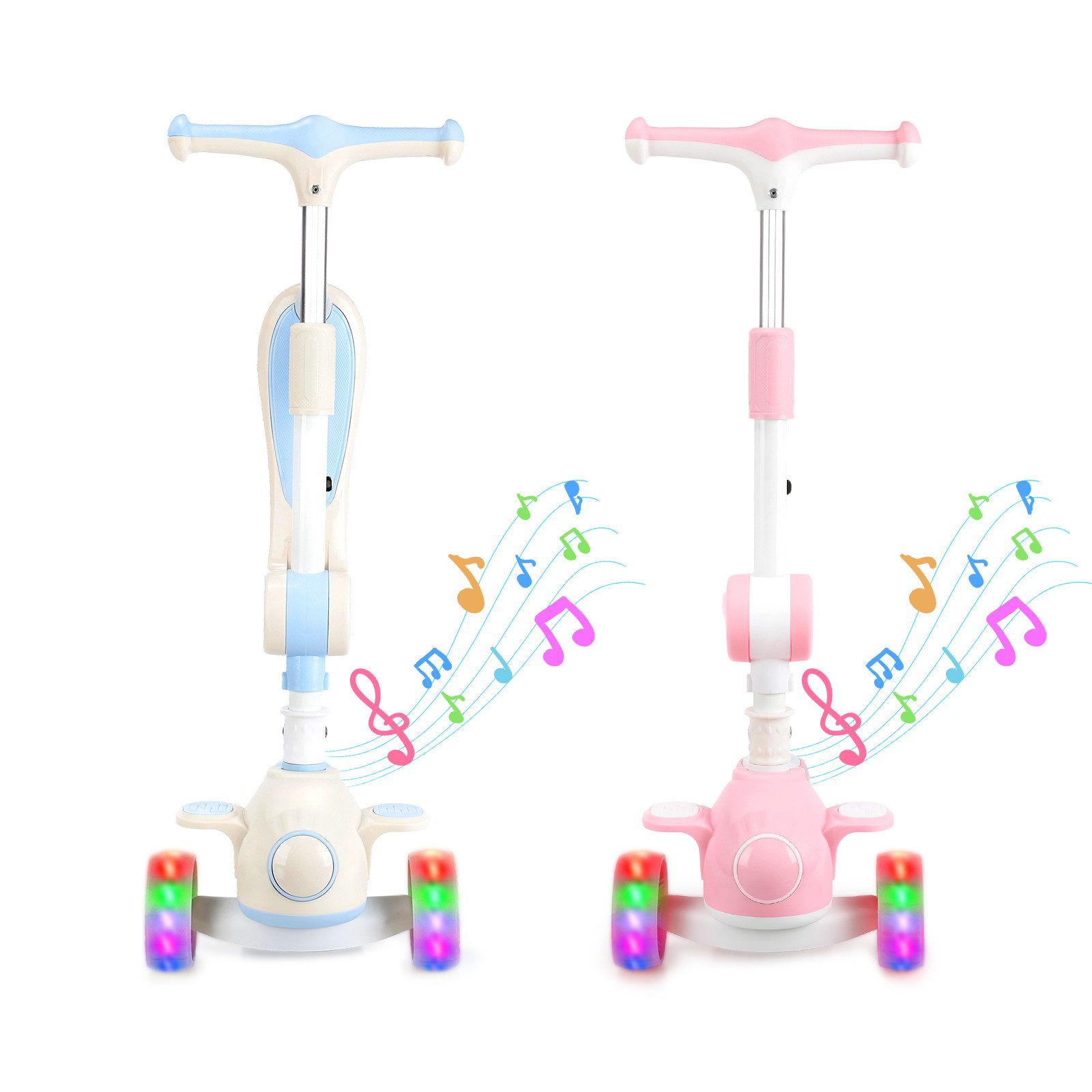 oyajia Cityroller Scooter Roller Kinder Kinderroller Dreiradscooter ab 2 jahre, (Roller höhenverstellbarer Cityroller), höhenverstellbarer Kinder Scooter mit LED Wheels