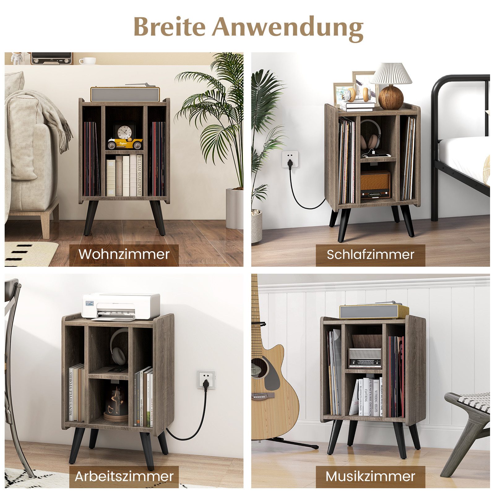 KOMFOTTEU Nachttisch, Plattenspieler-Ständer mit Ablagefläche günstig online kaufen