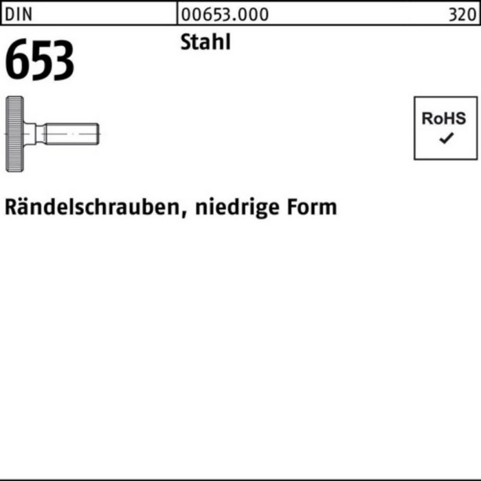Reyher Schraube 100er Pack Rändelschraube DIN 653 niedrige FormM6x 35 Stahl 25 Stück
