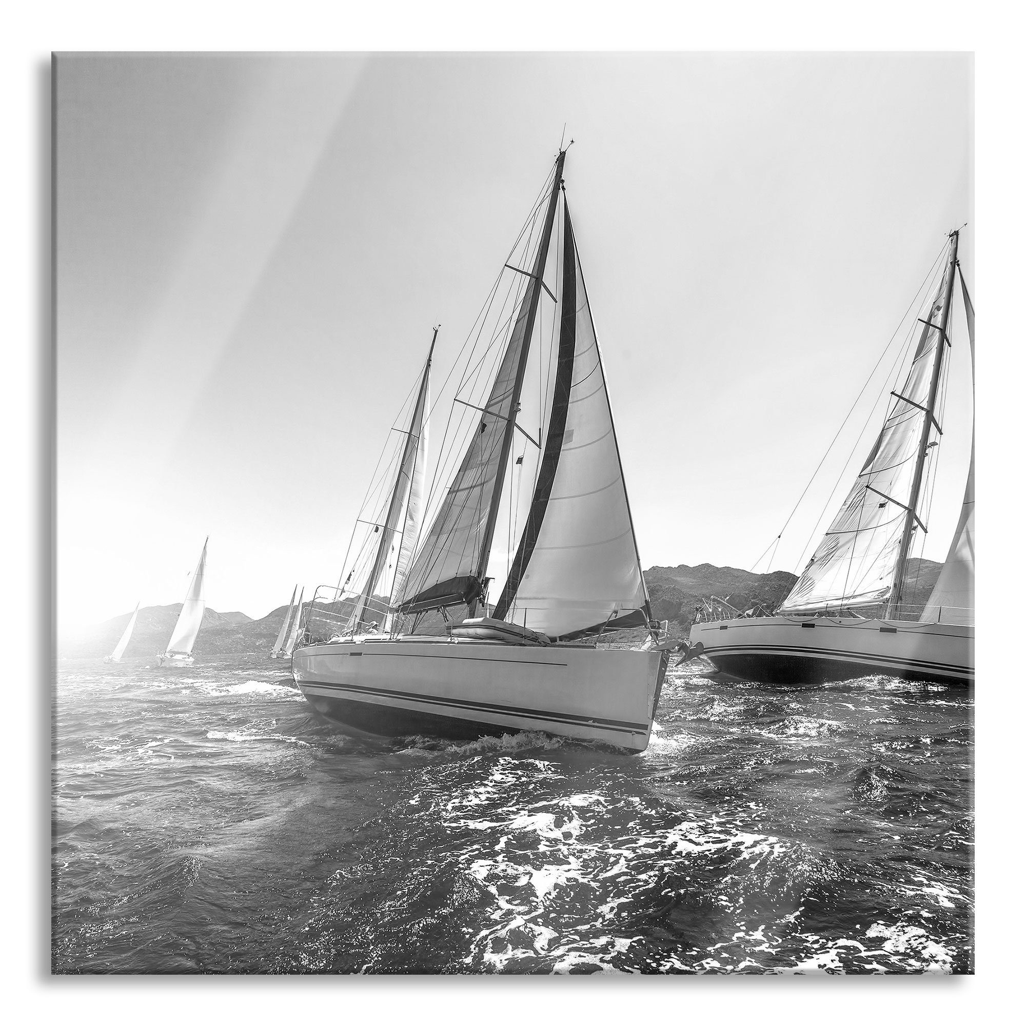 Glasbild Luxusyachten bei Segelregatta