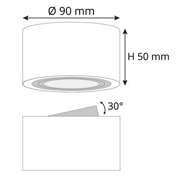 SSC-LUXon Aufbauleuchte Flacher Decken Aufbauspot weiss schwenkbar mit LED Modul 4W dimmbar, Neutralweiß