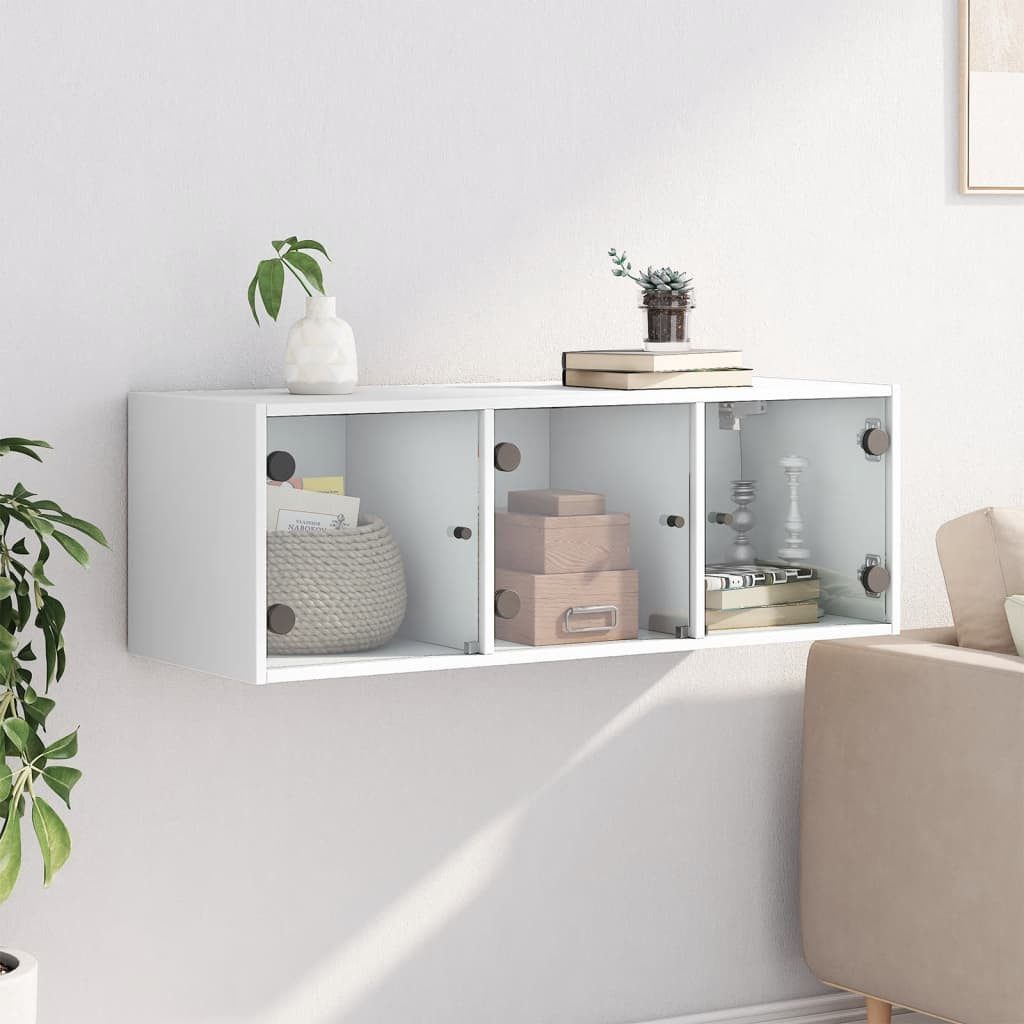 vidaXL Glashängeschrank Wandschrank mit Glastüren Weiß günstig online kaufen