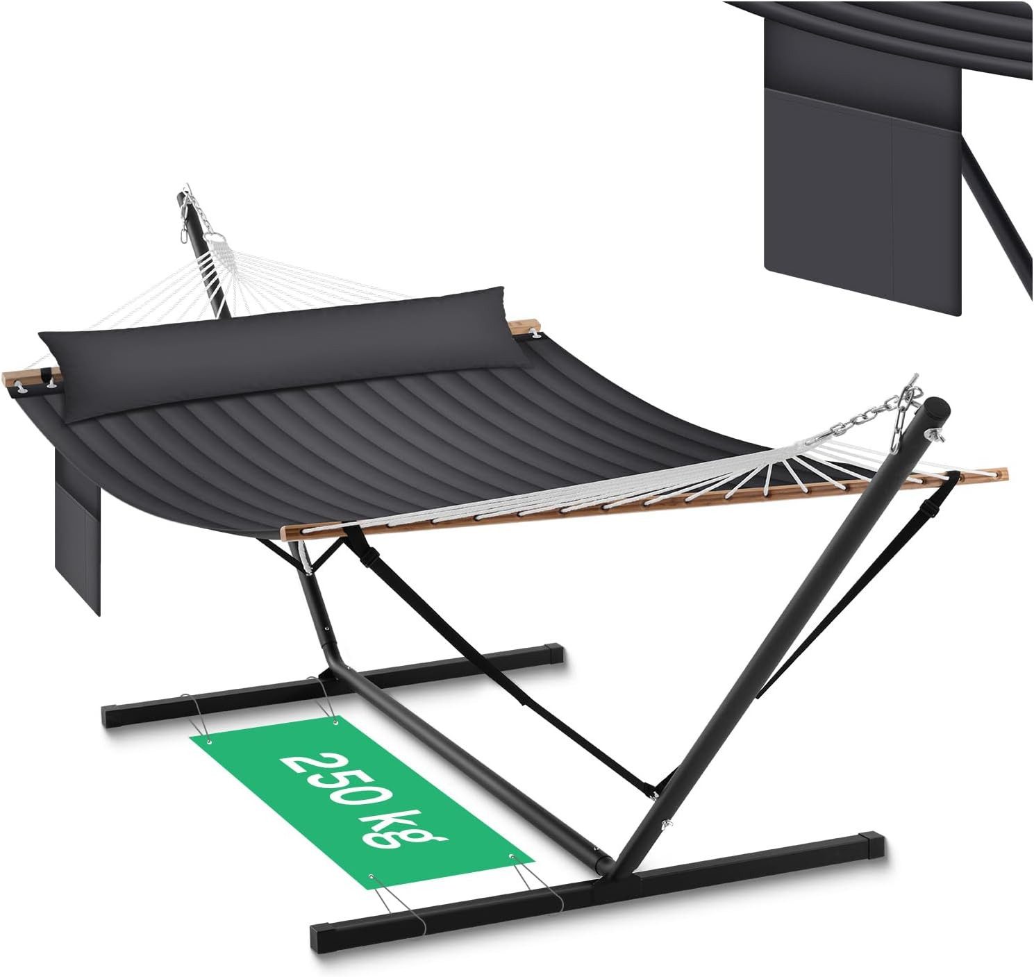 Woltu Hängematte (1 St), 250KG belastbar Doppelhängematte mit Kissen