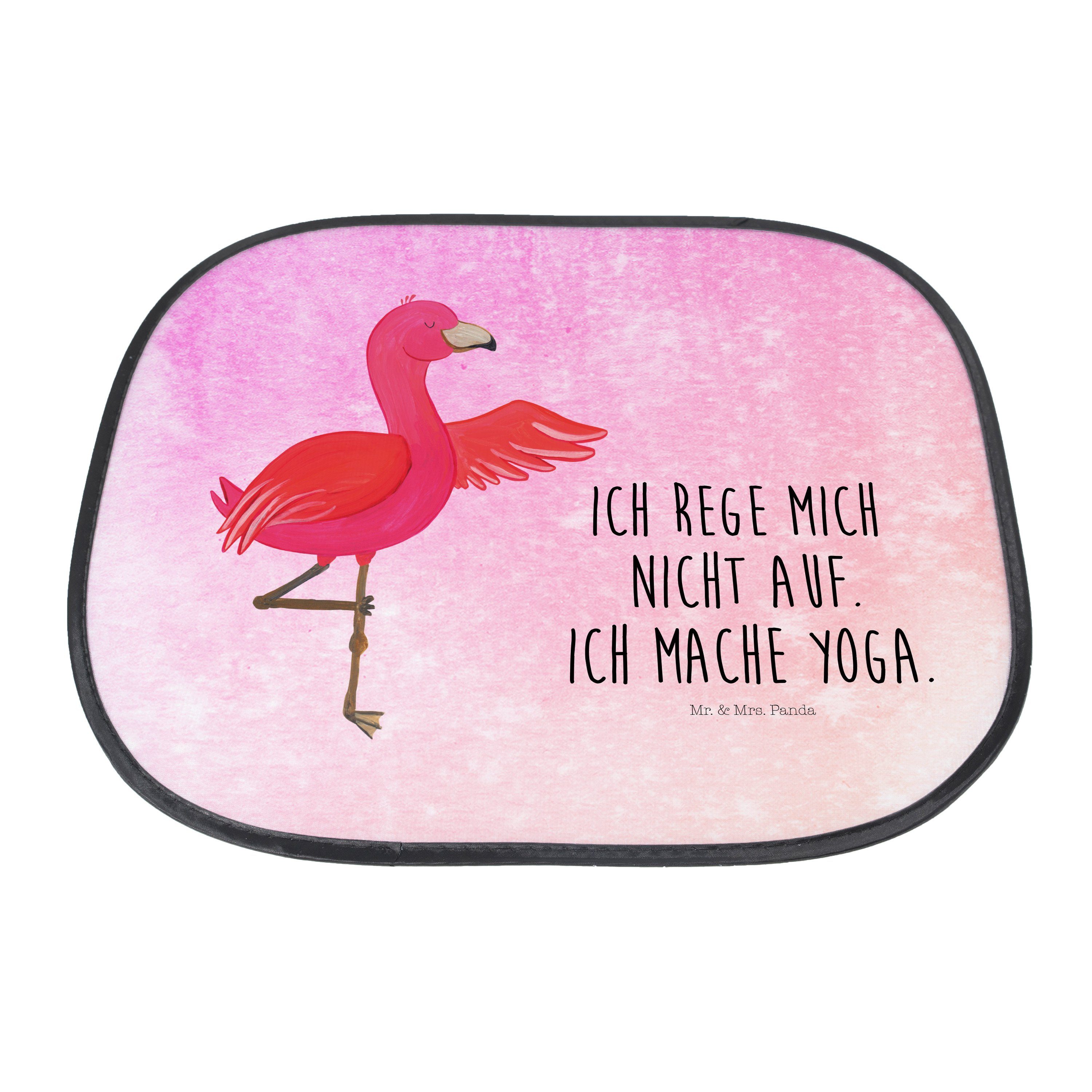 Sonnenschutz Flamingo Yoga - Aquarell - Sonnenblende, Pink Panda, Mr. Seidenmatt Vogel, & Mrs. Sonne, Geschenk