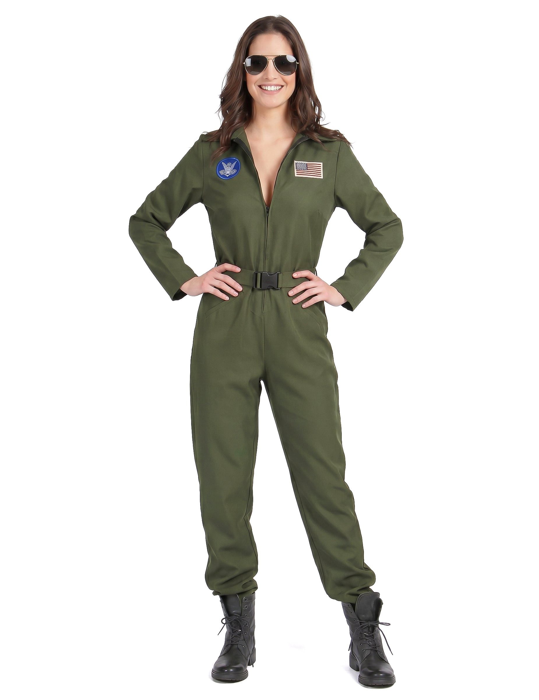 JADEO Kostüm Flugzeugpilot-Kostüm für Damen grün