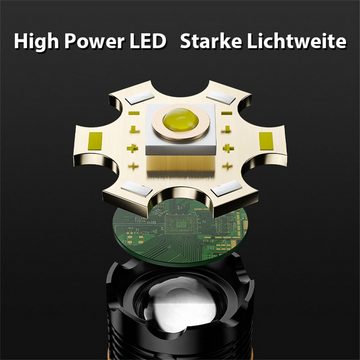 Bifurcation LED Taschenlampe Helle LED-Taschenlampe, wiederaufladbarer Zoom, 3 Modi mit Heckkabel (1-St)