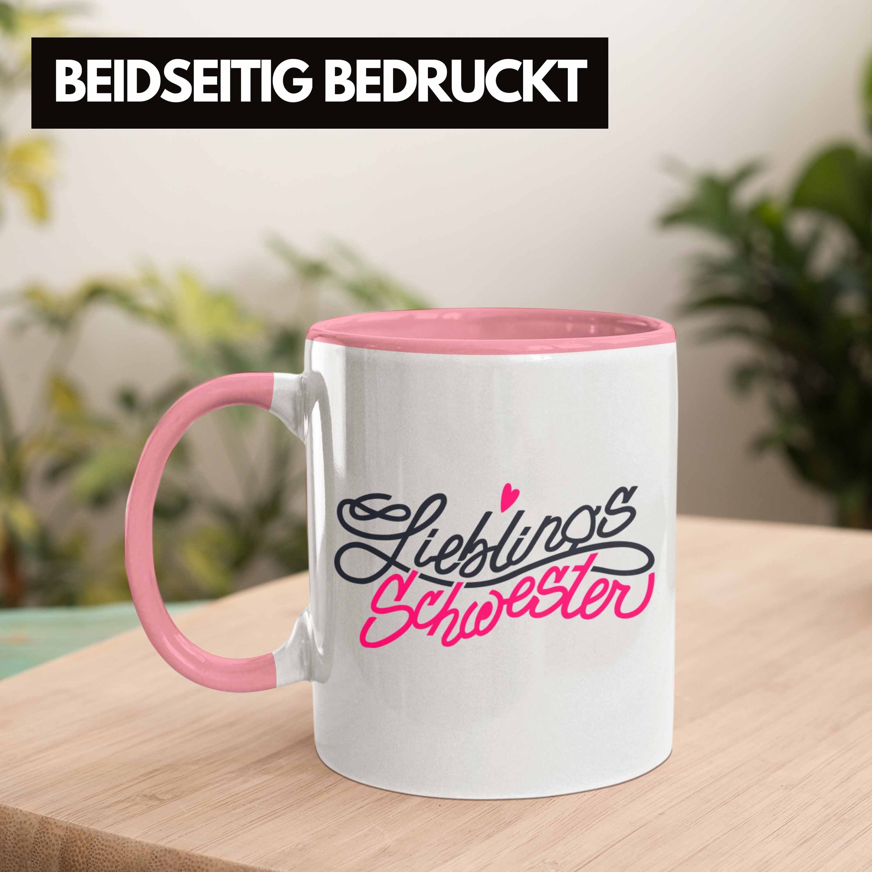 Trendation Tasse Trendation Tasse Welt Spruch Schwester Geschenkidee Beste Rosa Geschenk - Der Lieblingsschwester