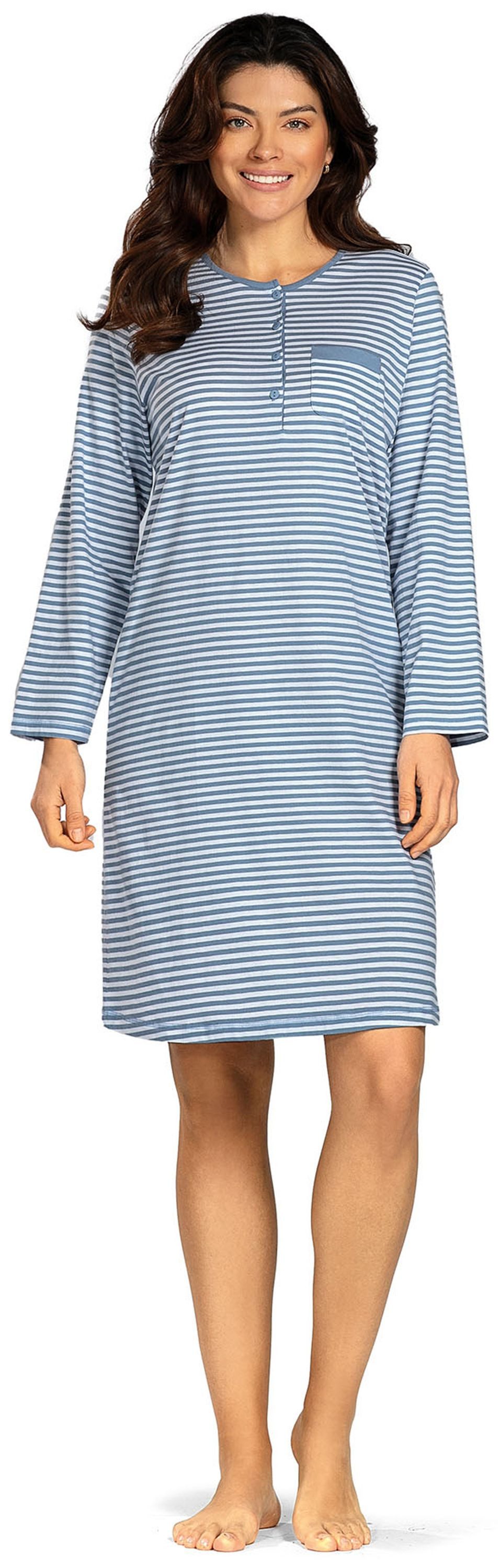 comtessa Nachthemd Mellow Luxe (Set, 1-tlg., 1-teilig) Damen Sleepshirt ca.100cm Schlafshirt Baumwolle geknöpft große Größen