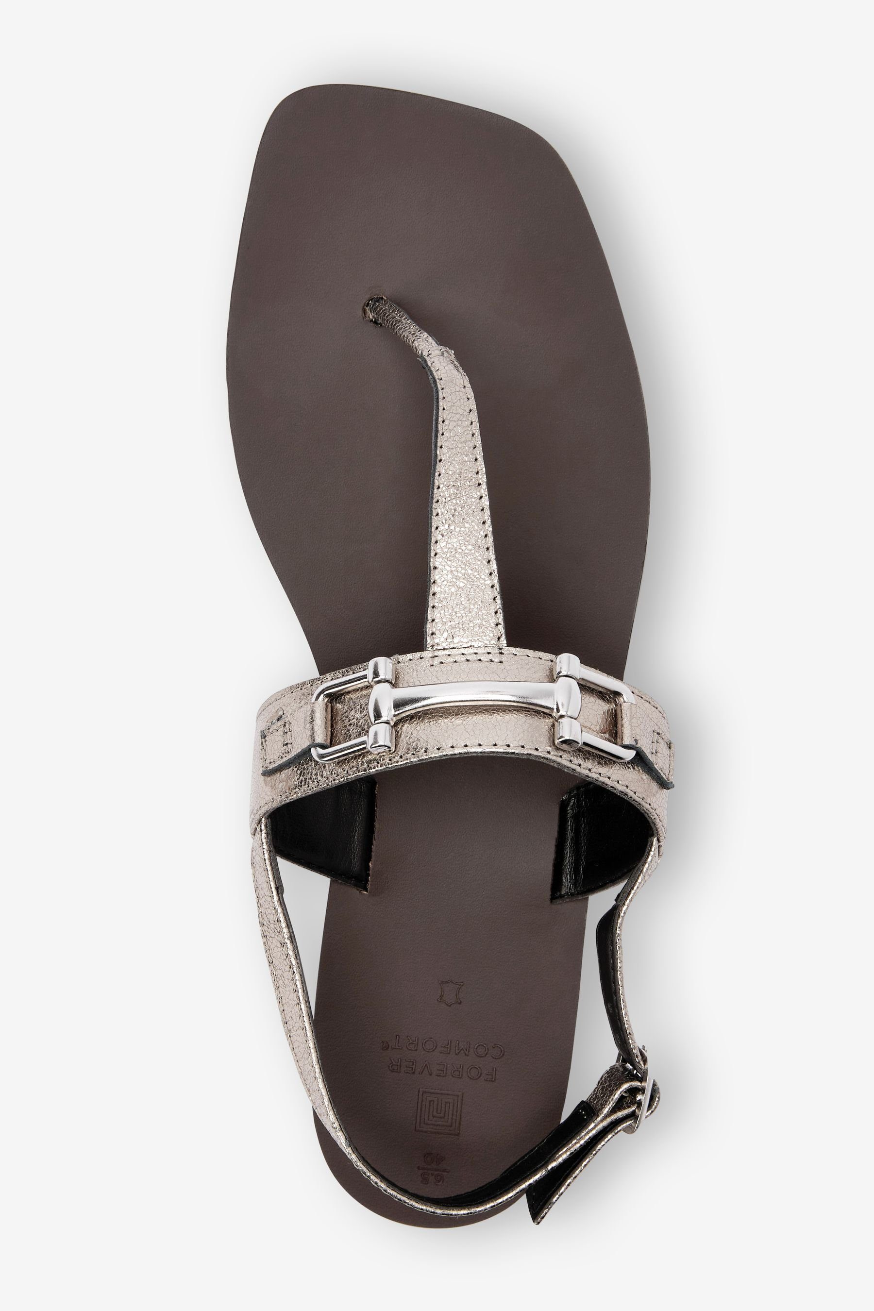 Next Zehentrenner (1-tlg) mit Metalldetail Leder aus Silver Sandale Pewter