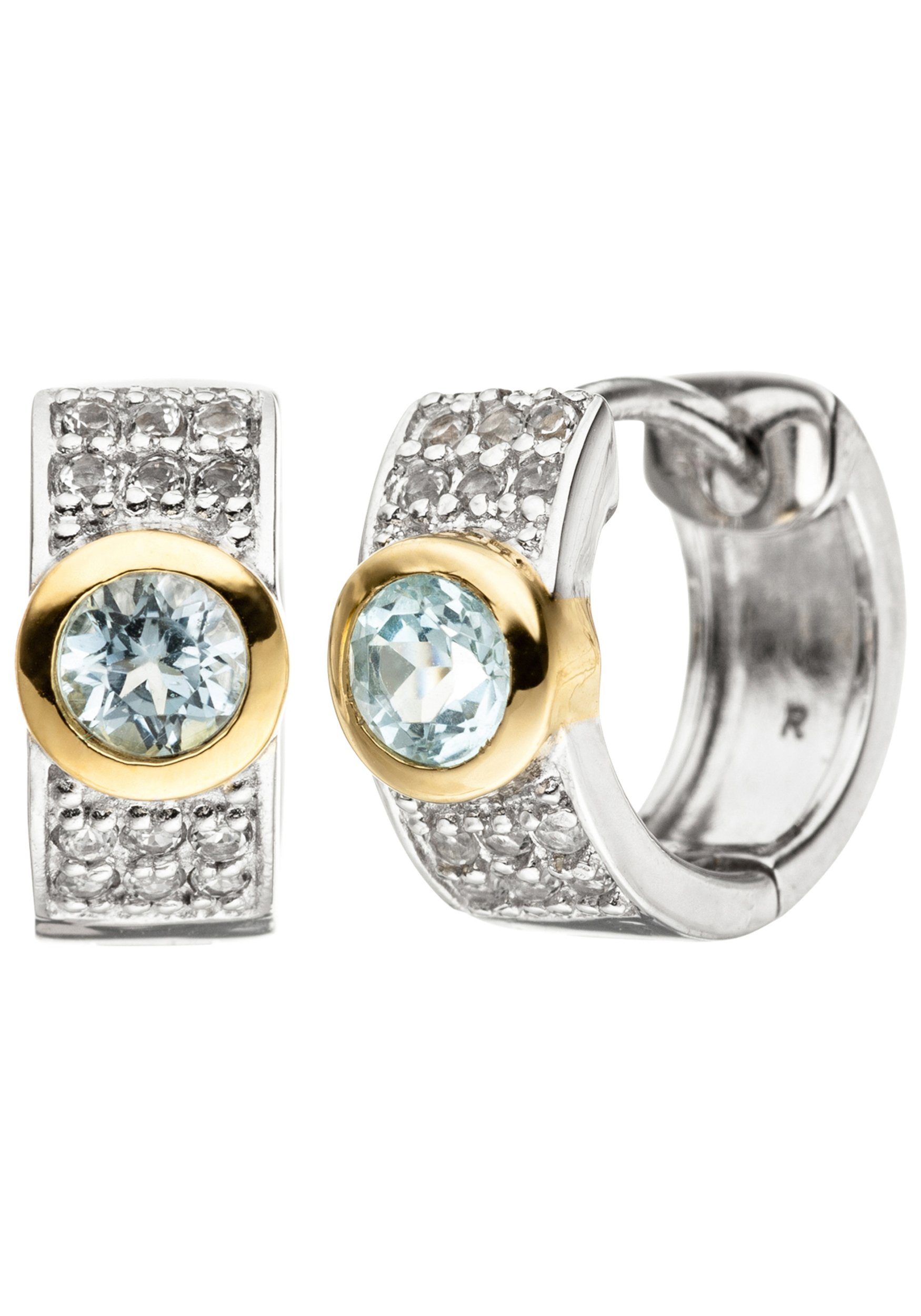 JOBO Paar Creolen, 925 Silber bicolor ve...