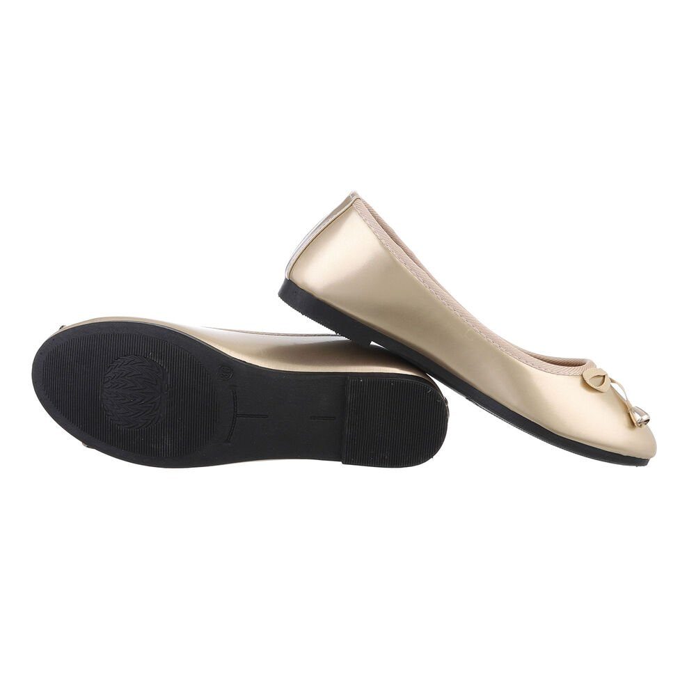 Ital-Design Damen Freizeit Ballerina (85894090) Blockabsatz Klassische Ballerinas in Gold