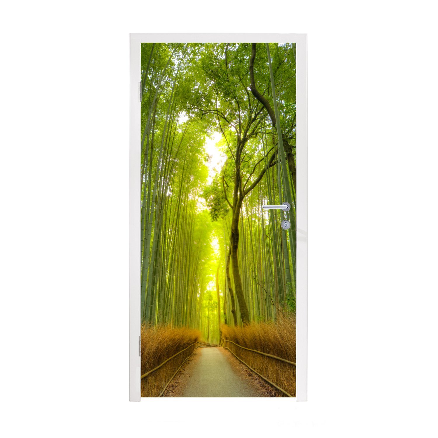 MuchoWow Türtapete Pfad im Arashiyama-Bambuswald cm Türaufkleber, in Japan, Tür, bedruckt, Matt, Fototapete 75x205 (1 St), für