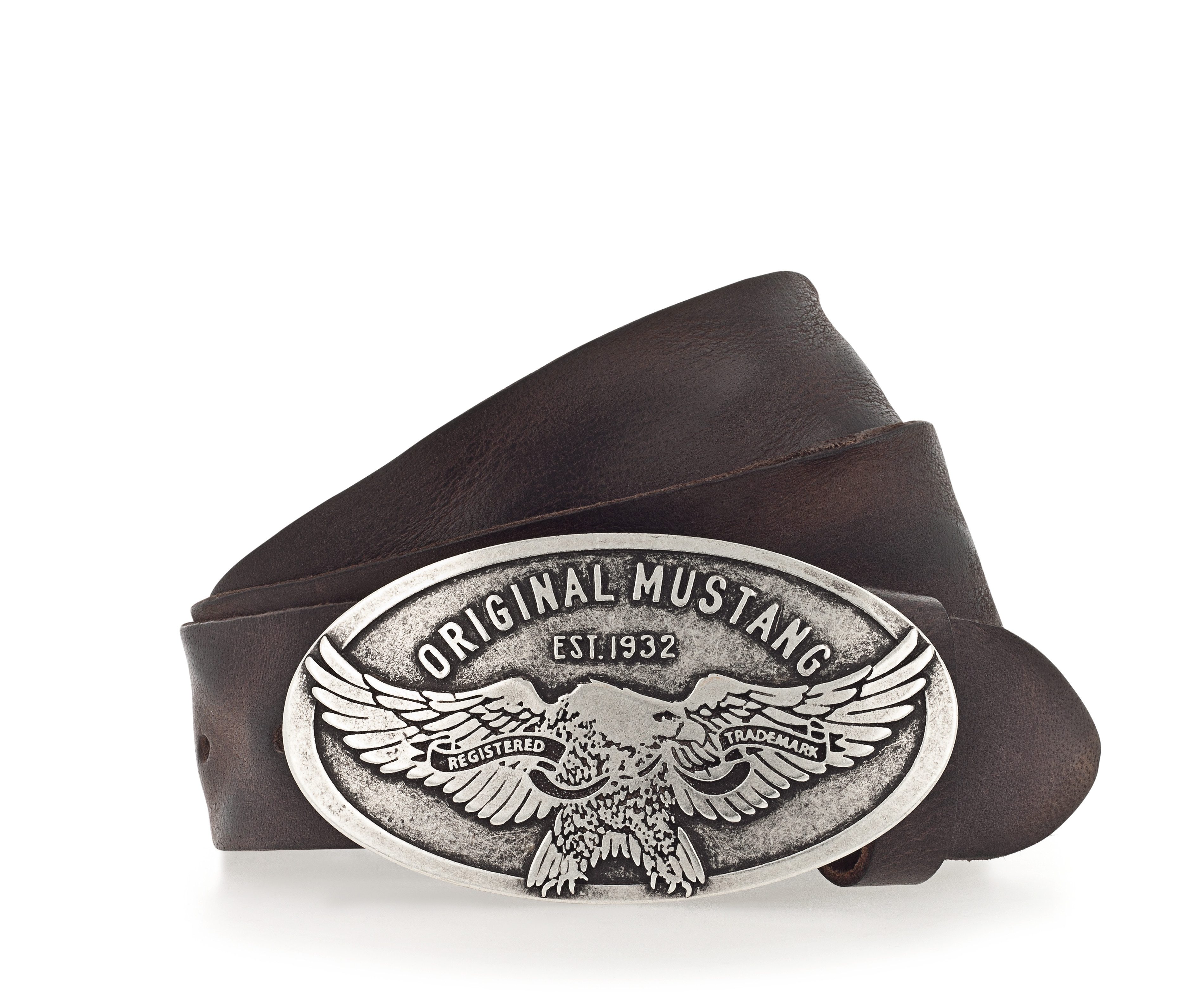 MUSTANG Koppelgürtel "Cody" Vintag-Schließe mit Adler, 4 cm, Used-Look günstig online kaufen