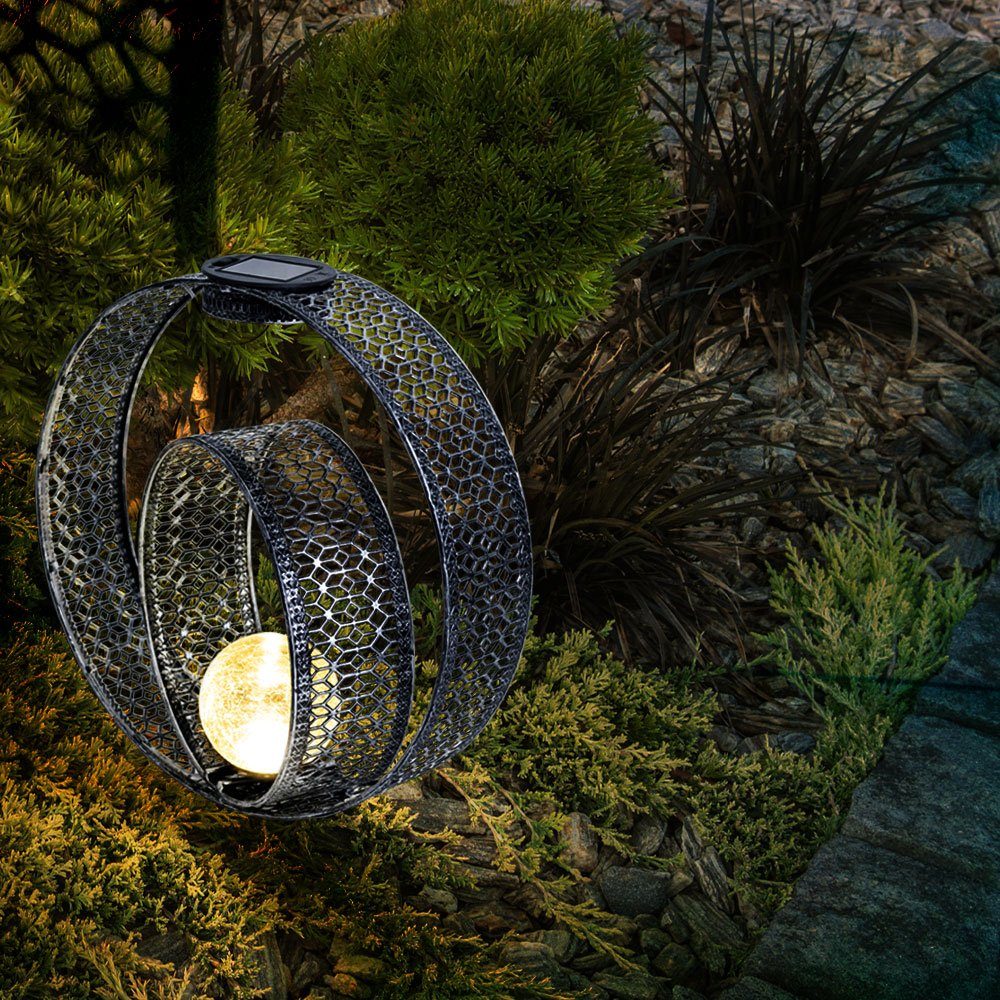 GLOBO LIGHTING LED Solarleuchte, LED-Leuchtmittel fest verbaut, Warmweiß, Solarlampe orientalische Kugel Dekoleuchte