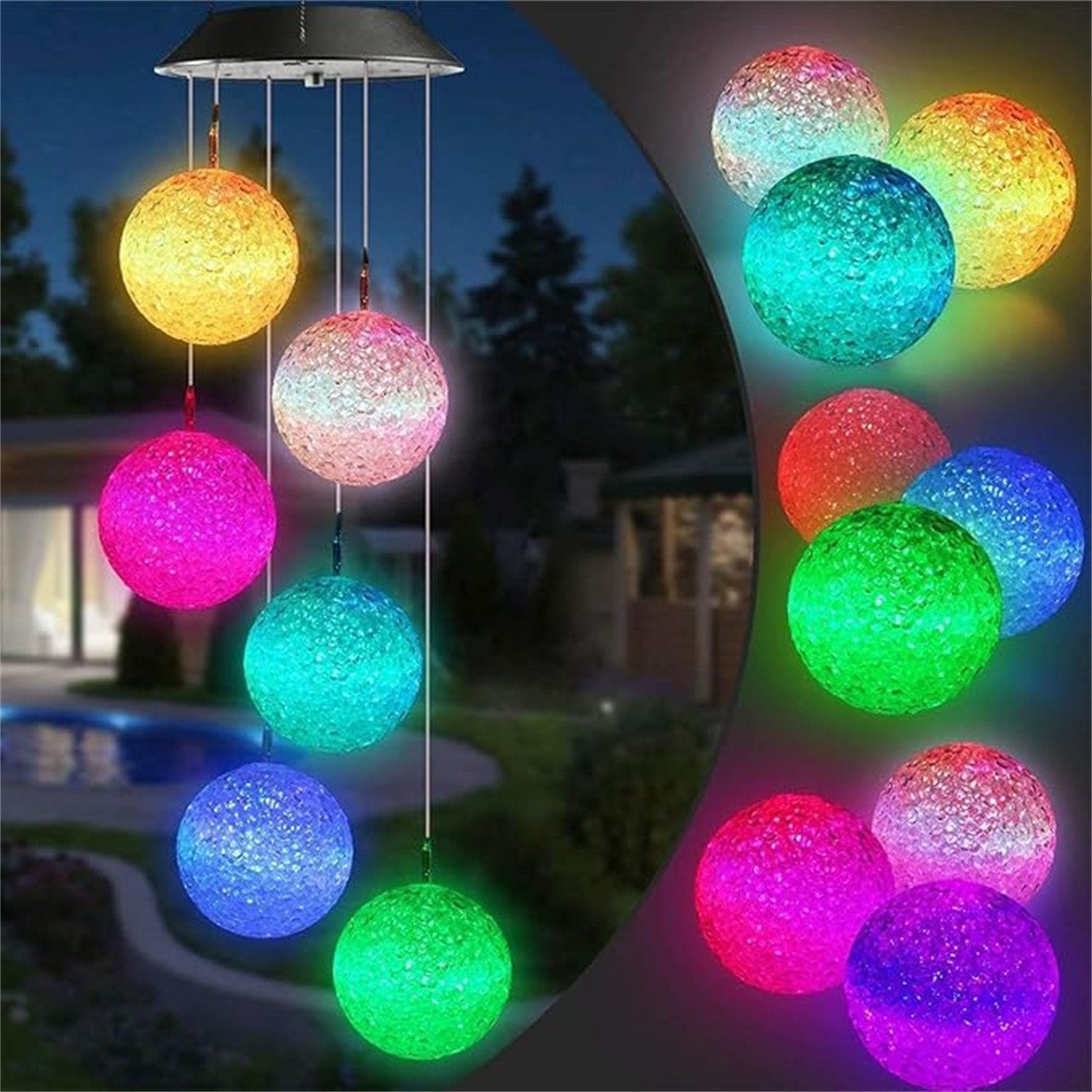 feinlux Windspiel Windspiel für Draußen (set, Solar-Windspiel-Licht für den Garten), LED Solar Farbwechsel Windspiele