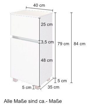 breit, Grau/Grau | Grau Schubkasten MÖBEL mit 40 HELD matt cm Unterschrank Kaunas