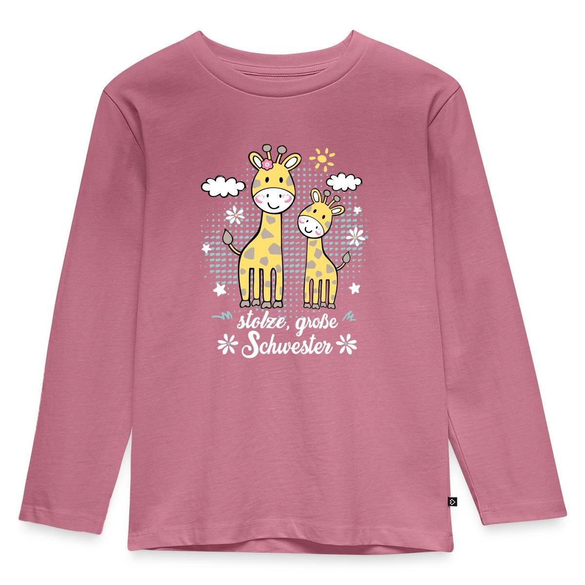 T-Shirt Stolze Große Schwester Giraffe Kinder Premium Langarmshirt