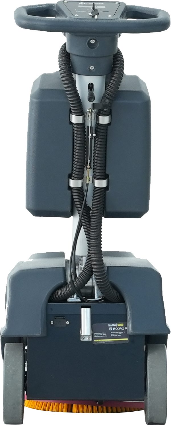 DeTec. Hartbodenreiniger handgeführte Scheuersaugmaschine, Scheuermaschine, Reinigungsmaschine, 400,00 W, Behälter, 35cm Bürstendurchmesser