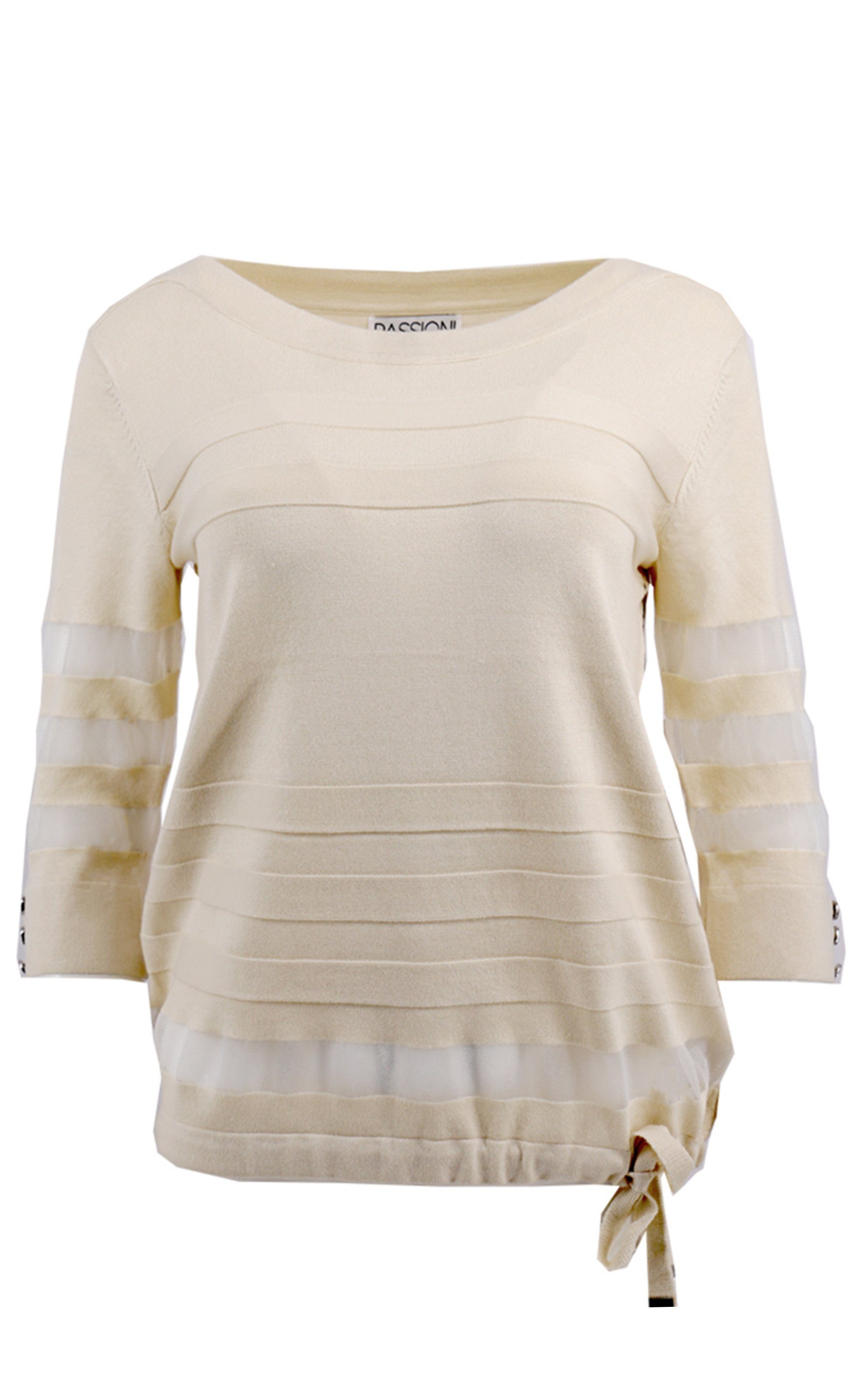 Passioni 3/4 Arm-Pullover mit transparenten Streifendetails Knöpfe an den Ä günstig online kaufen
