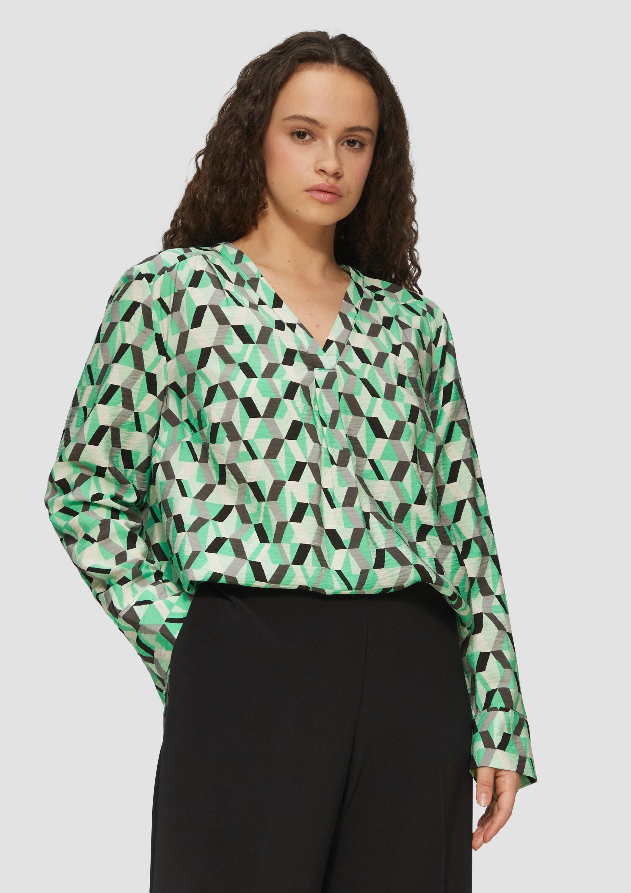 s.Oliver Langarmbluse Bluse Strukturierte Bluse mit All-over-Print günstig online kaufen