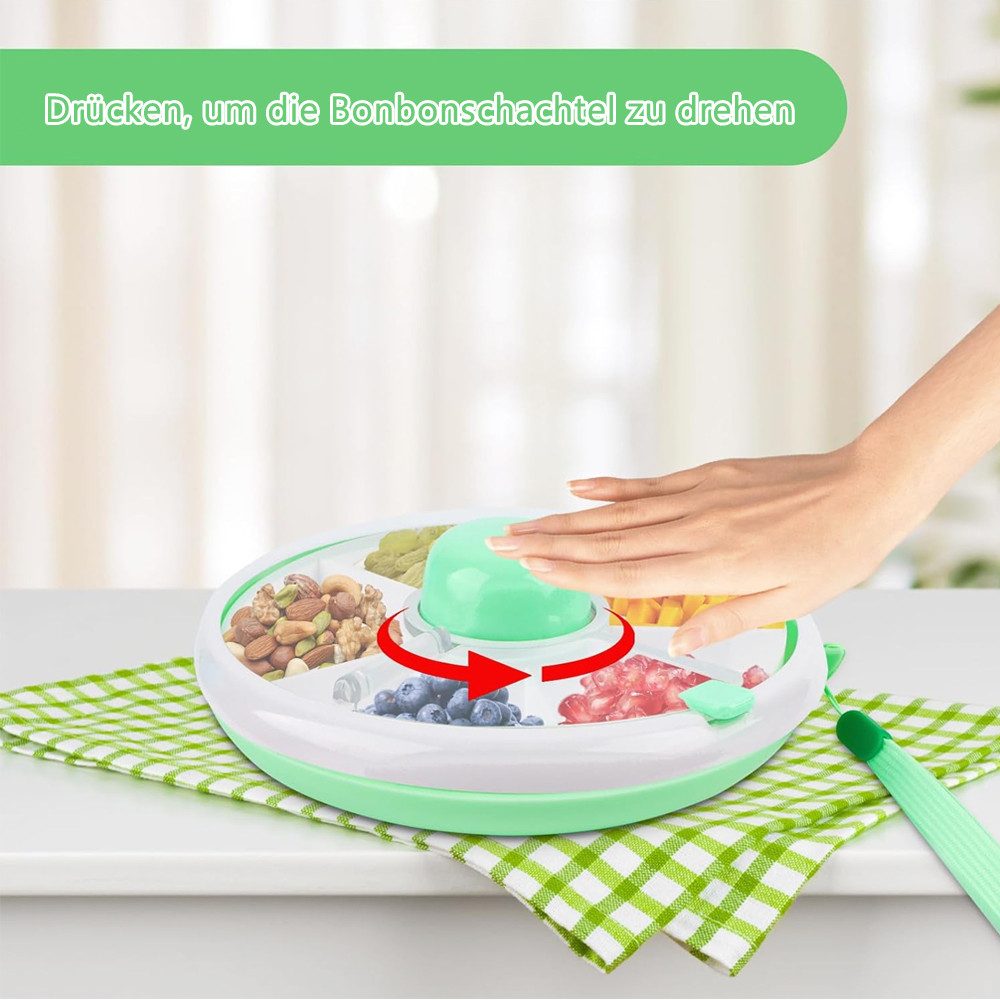 TUWENA Snackschale Snackbox mit Fächern für Kinder,Tragbare Box zum Drehen Aus Kunststoff