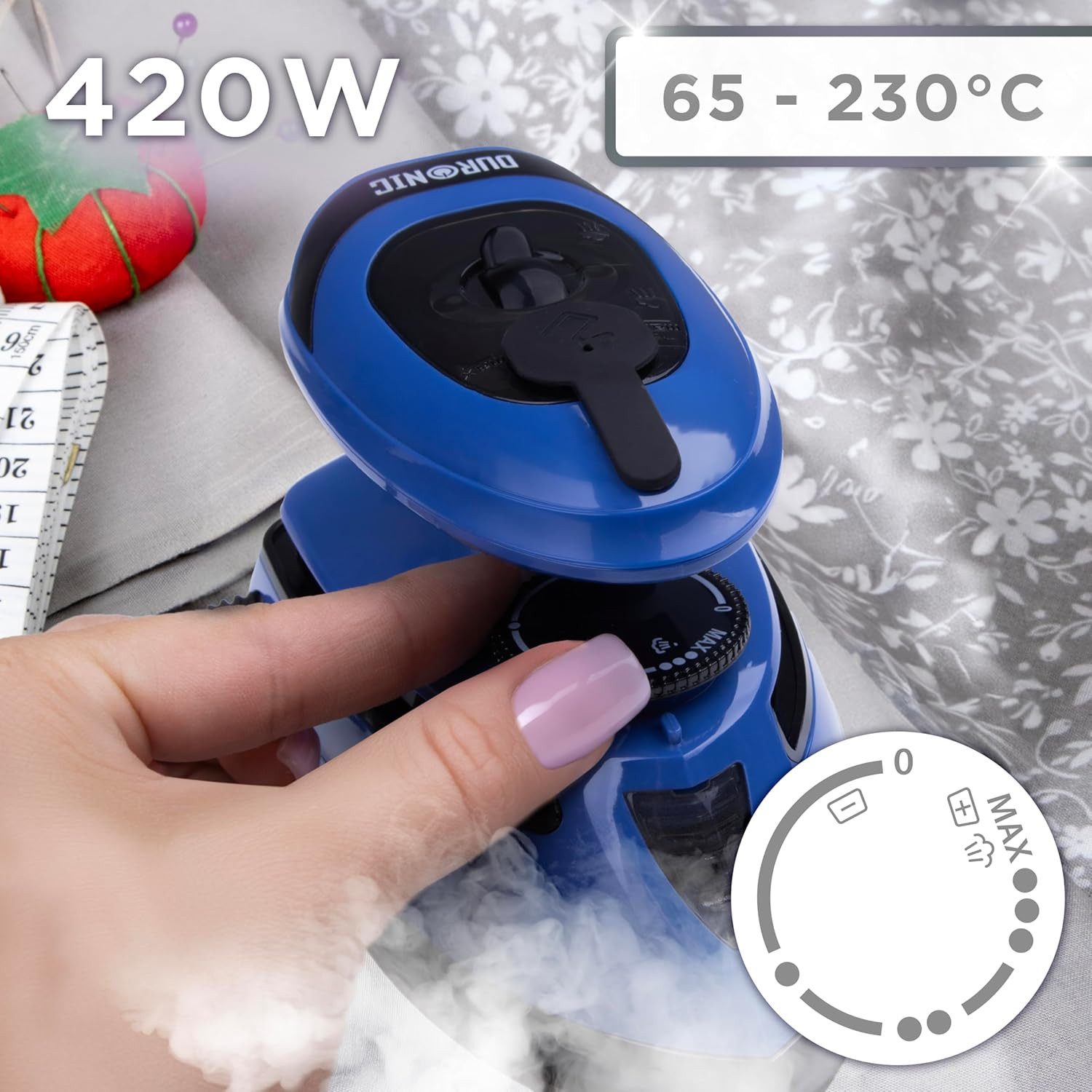 Duronic Reise-Dampfbügeleisen SI4 BB Mini Reisebügeleisen, 420W Mini Bügeleisen, Dampfbügeleisen