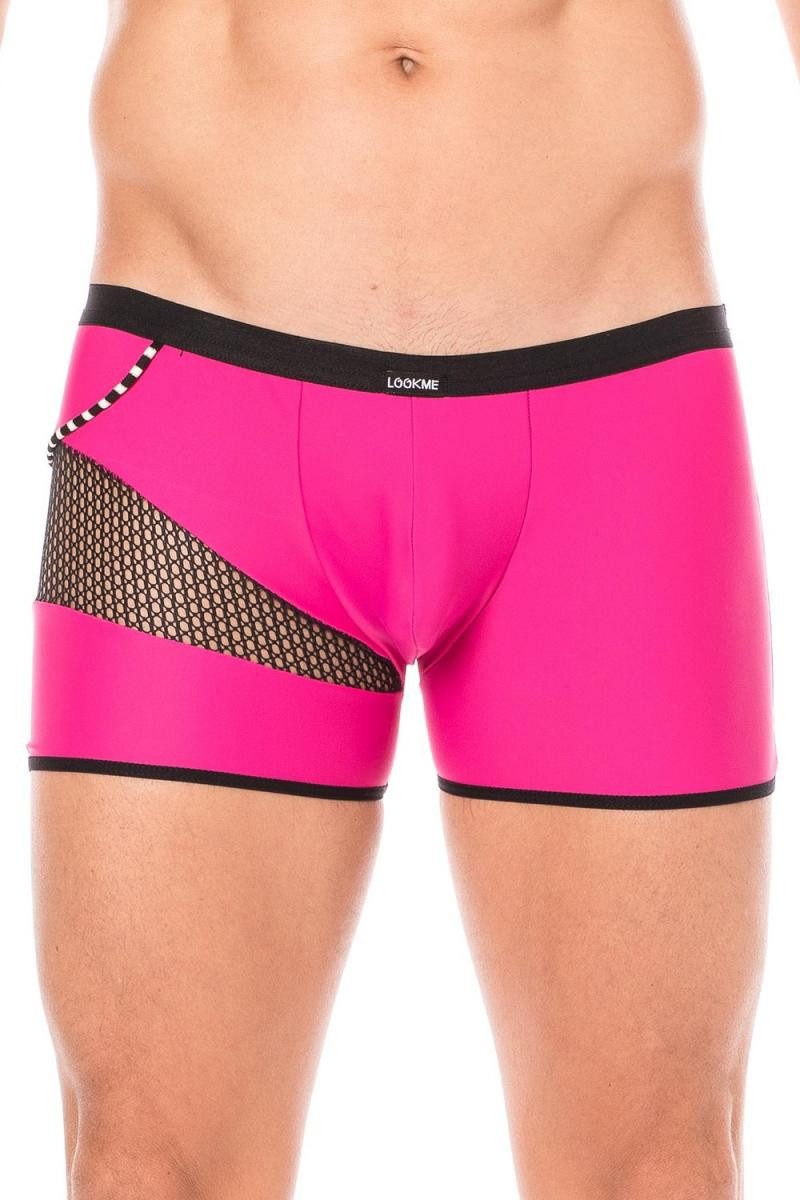 LOOK ME Boxershorts Herren Boxer Short in magenta blickdicht mit Netzeinsatz Männer Slip e