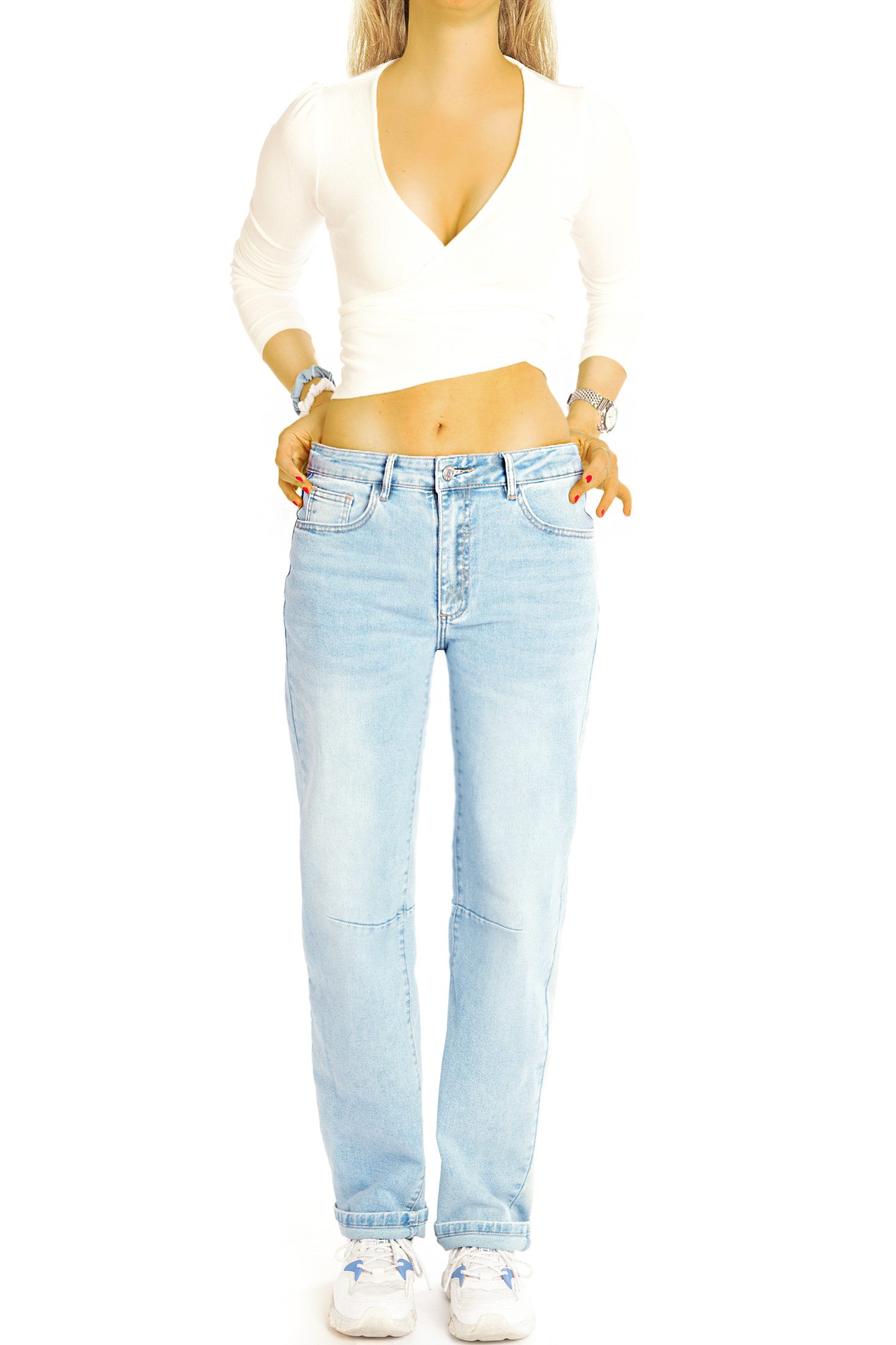 be styled Mom-Jeans Mom Jeans Hose loose fit Boyfriend High Waist Jeans - Damen - j47L-1 mit Stretch-Anteil