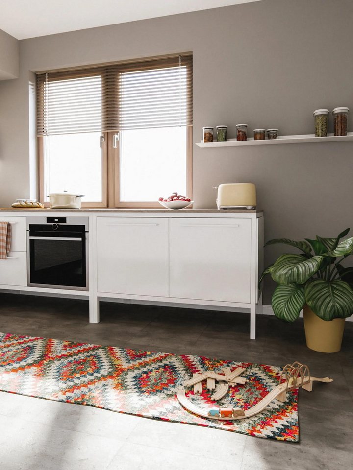 benuta Teppich Casa, rechteckig, Höhe: 11 mm, Teppich Wohnzimmer, Esszimmer, Schlafzimmer, Flur, Farbenfroh, Retro