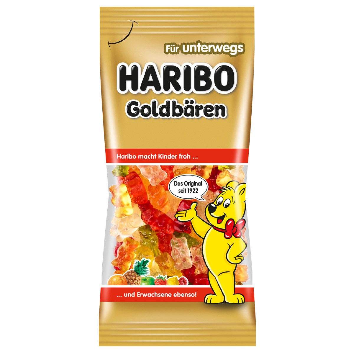 HARIBO Süßigkeit, Haribo Goldbären Fruchtgummi Bären in praktischer Taschenpackung 75g
